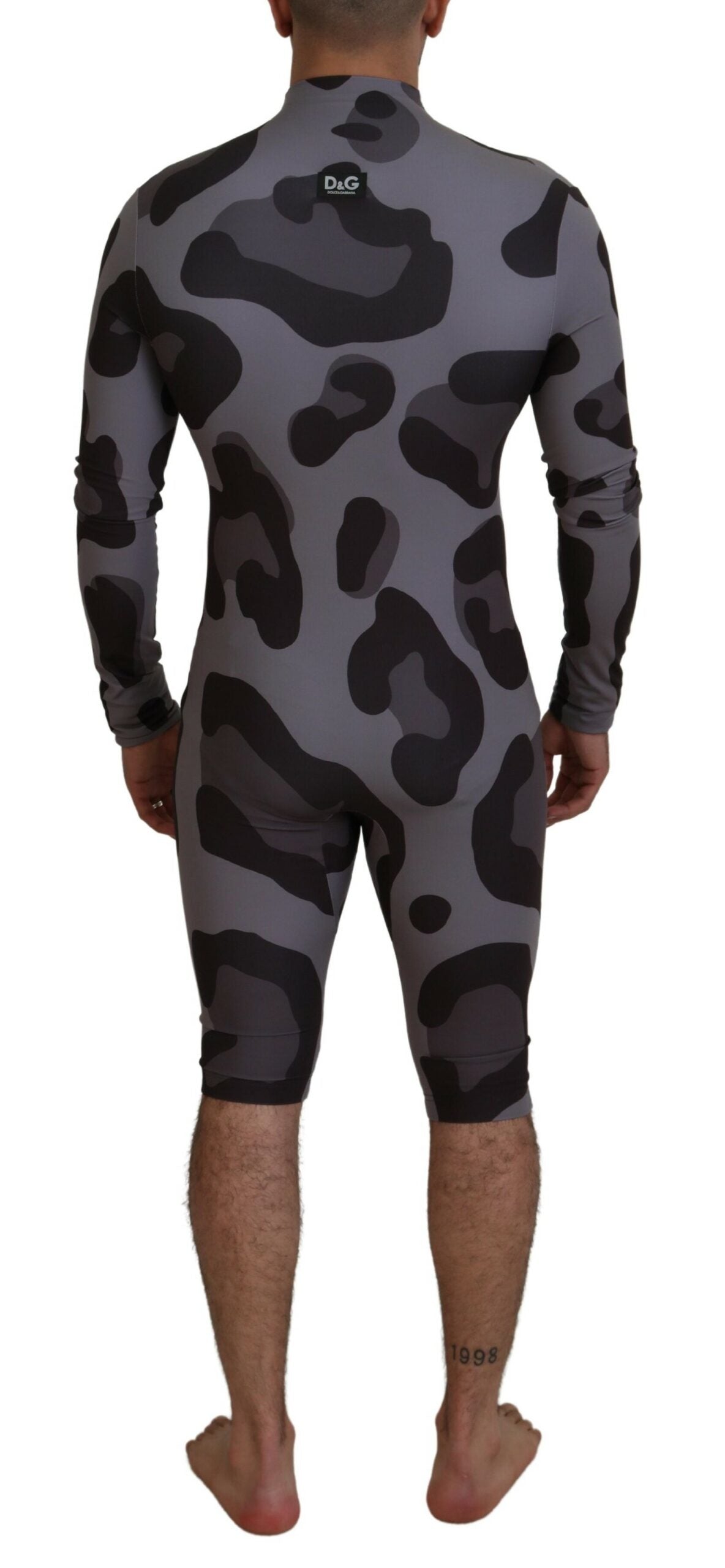 Dolce & Gabbana Gray Patterned Polyester Wetsuit Swimwear Dolce & Gabbana