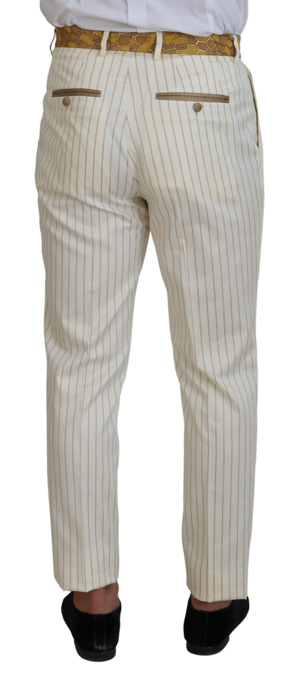 Dolce & Gabbana Off White Gold Striped Tuxedo Slim Fit Suit Dolce & Gabbana