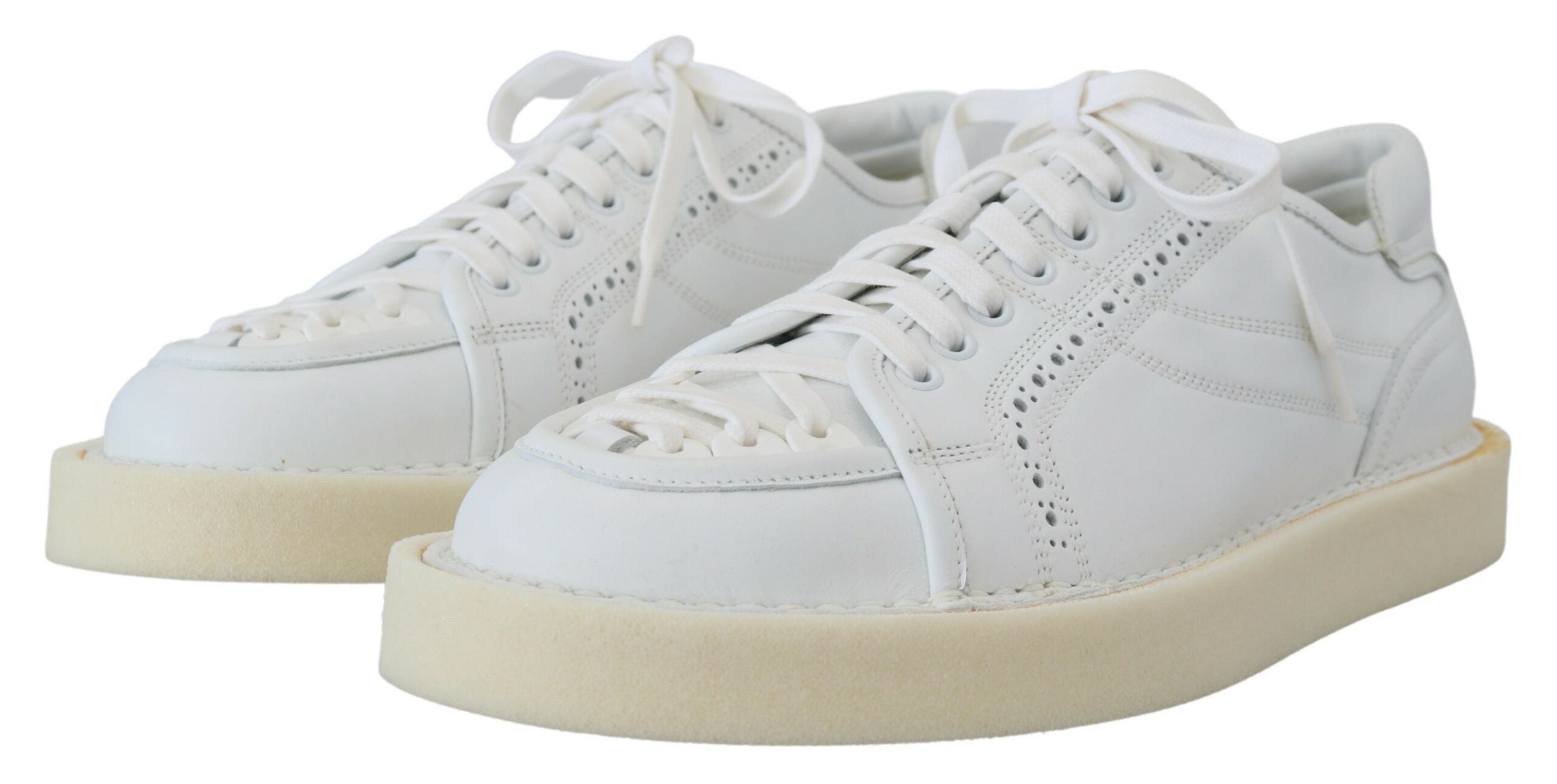 Dolce & Gabbana White Leather Low Top Oxford Sneakers Casual Shoes Dolce & Gabbana
