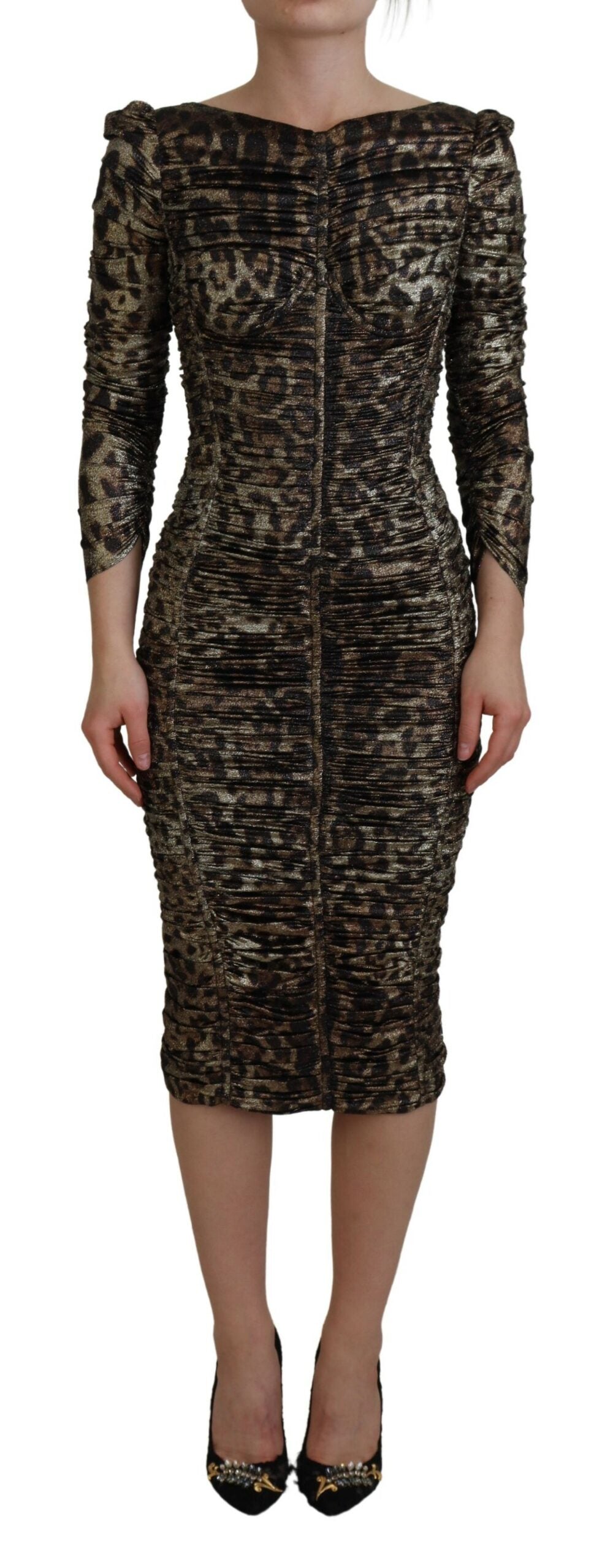 Dolce & Gabbana Multicolor Leopard Bodycon Sheath Midi Dress Dolce & Gabbana