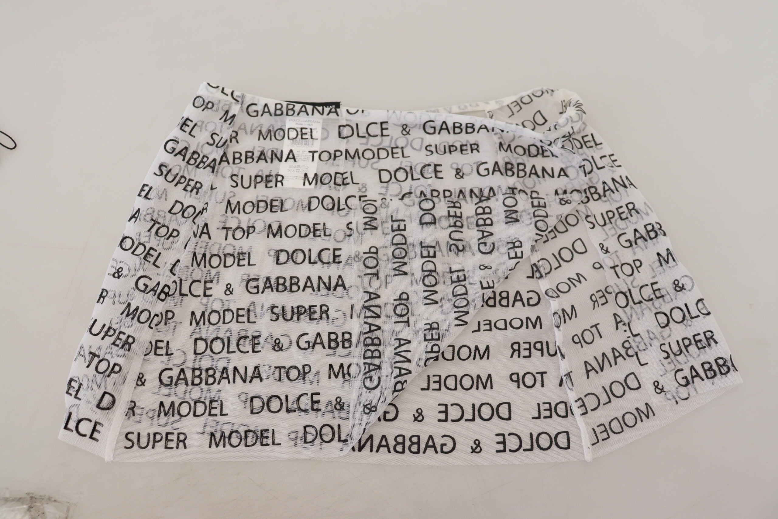 Dolce & Gabbana White Logo See Through A-line Mini Skirt Dolce & Gabbana