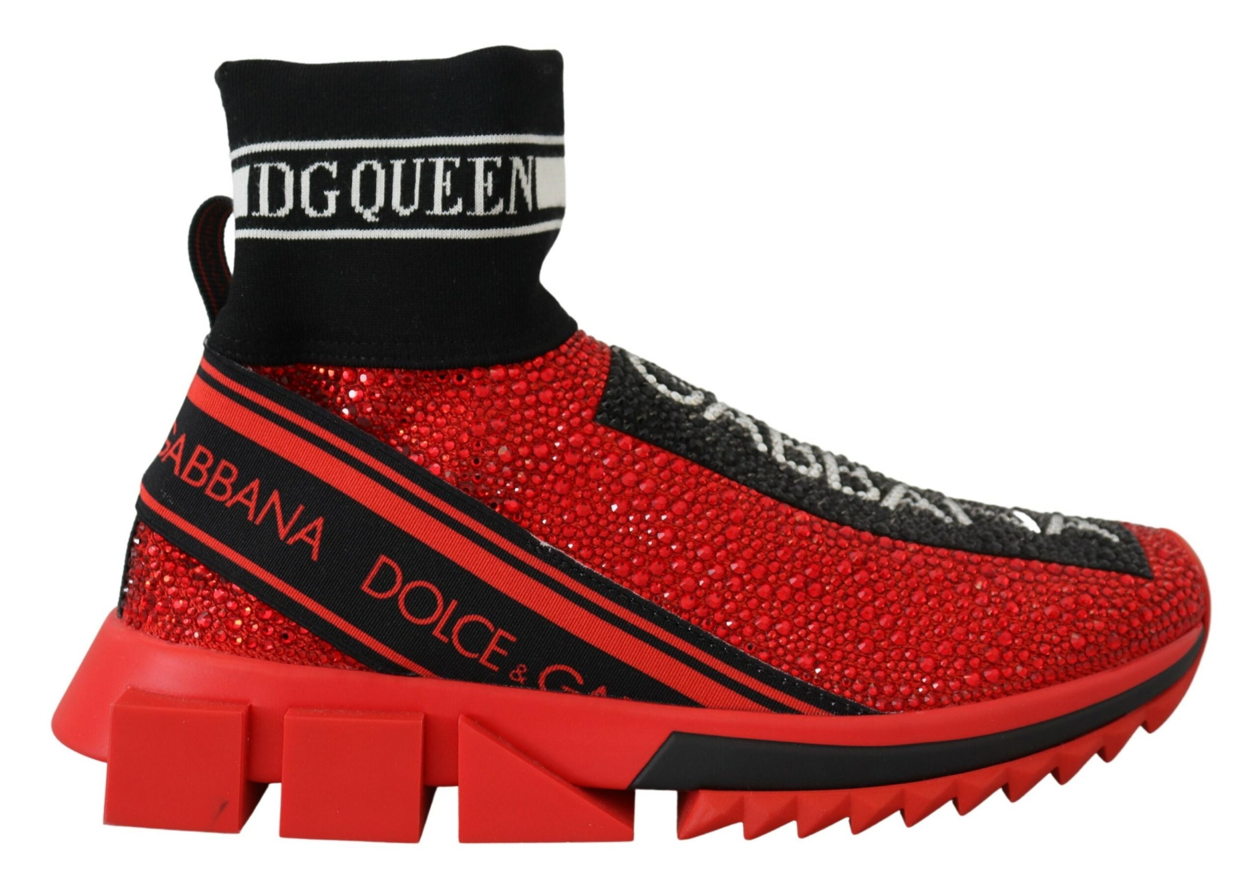 Dolce & Gabbana Red Bling Sorrento Sneakers Socks Shoes Dolce & Gabbana
