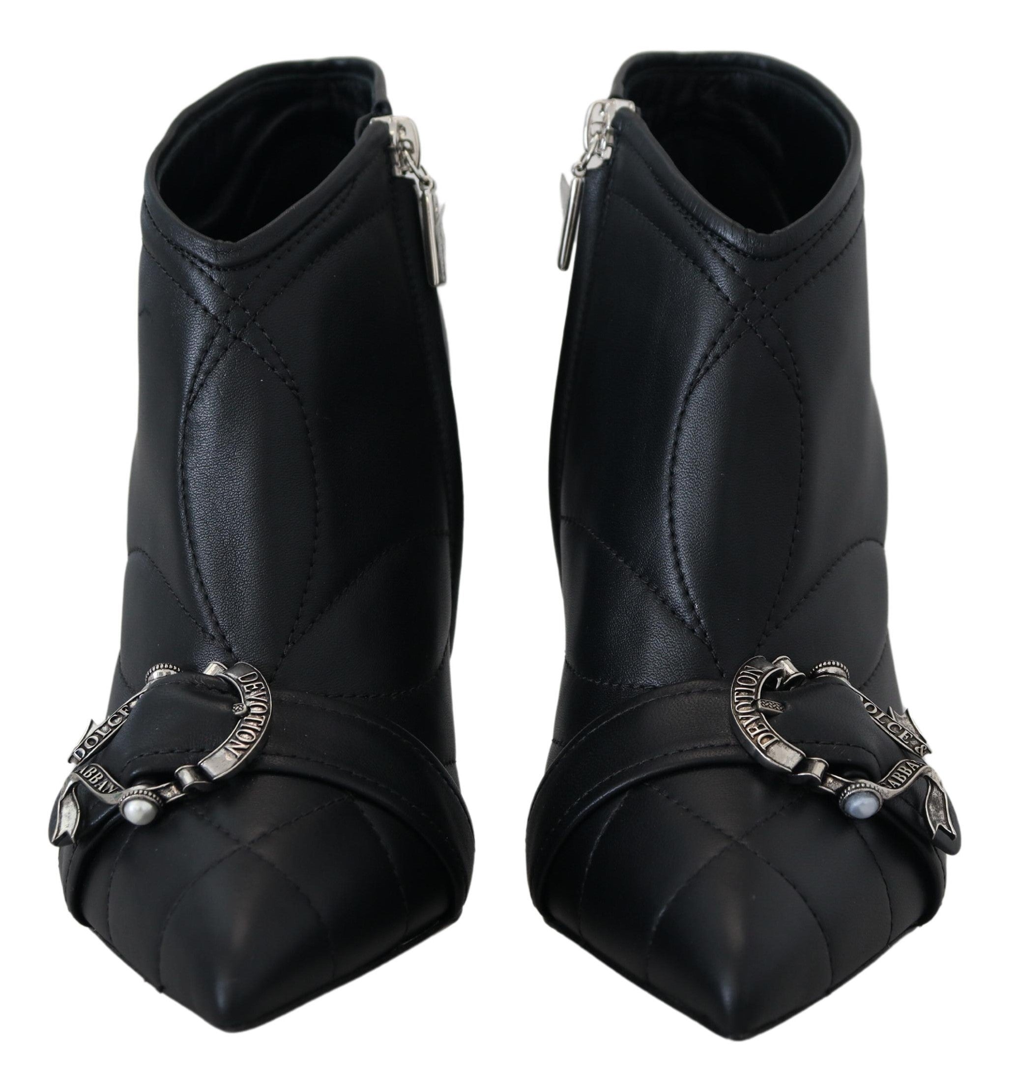 Dolce & Gabbana Black Devotion Quilted Buckled Ankle Boots Shoes Dolce & Gabbana