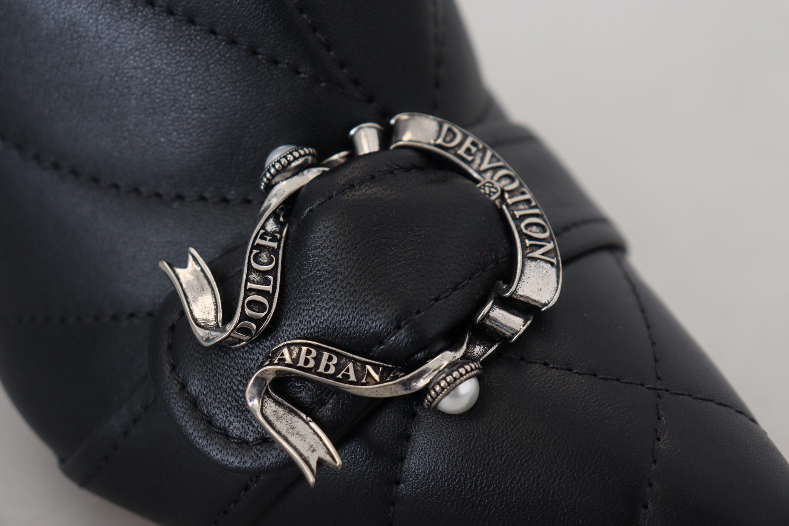 Dolce & Gabbana Black Devotion Quilted Buckled Ankle Boots Shoes Dolce & Gabbana