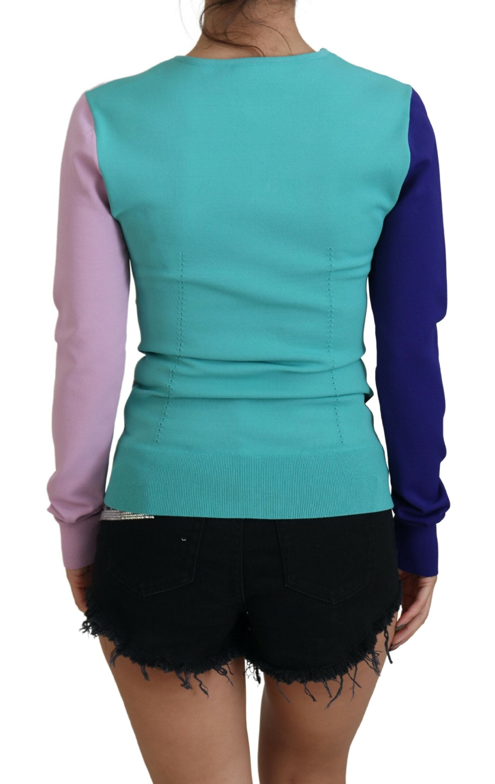 Dolce & Gabbana Multicolor V-neck Viscose Long Sleeves Sweater Dolce & Gabbana