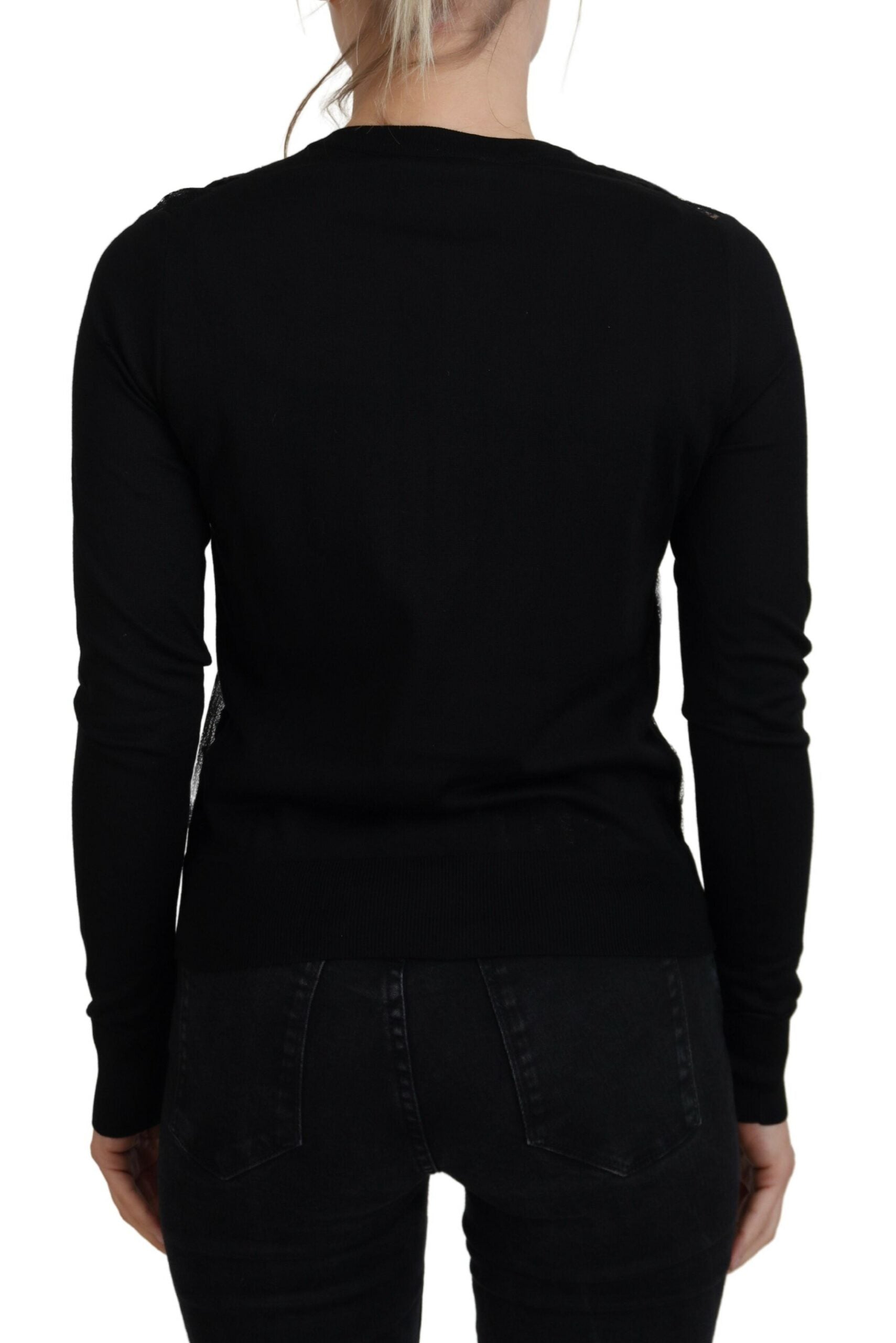 Dolce & Gabbana Black Floral Lace Button Cardigan Sweater Dolce & Gabbana