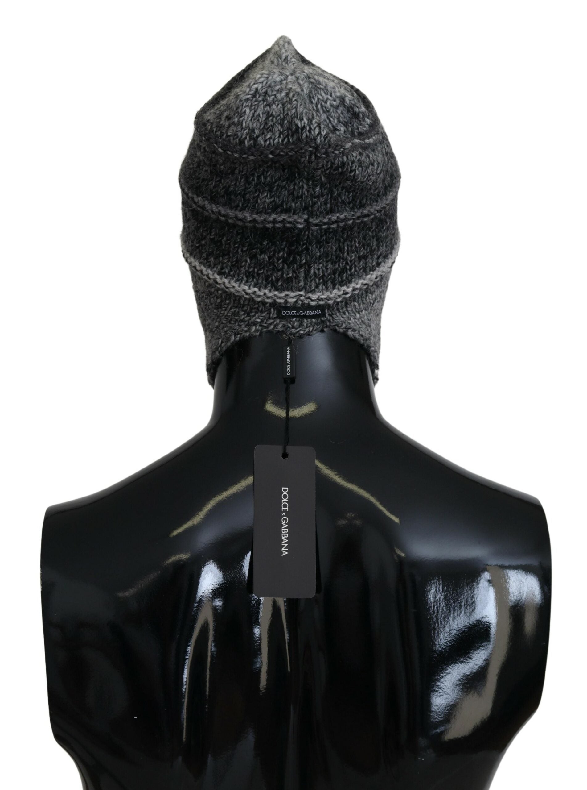 Dolce & Gabbana Gray Warm Fleece Ear Flaps Knit Beanie Hat Dolce & Gabbana