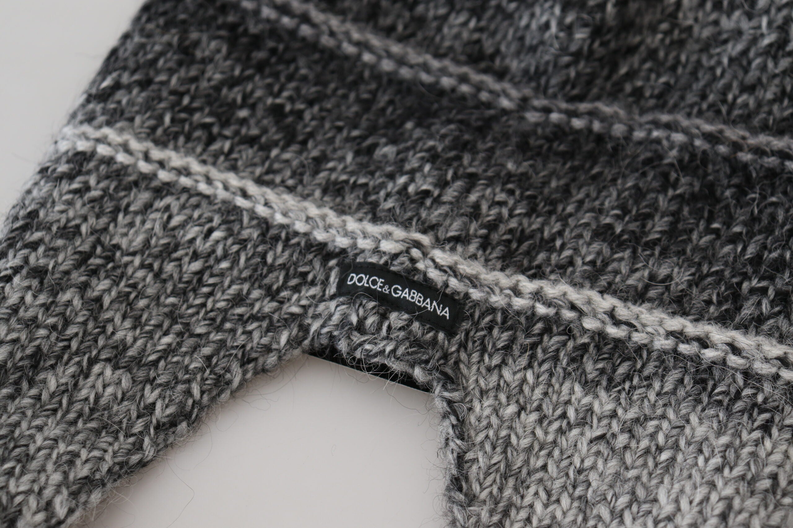 Dolce & Gabbana Gray Warm Fleece Ear Flaps Knit Beanie Hat Dolce & Gabbana