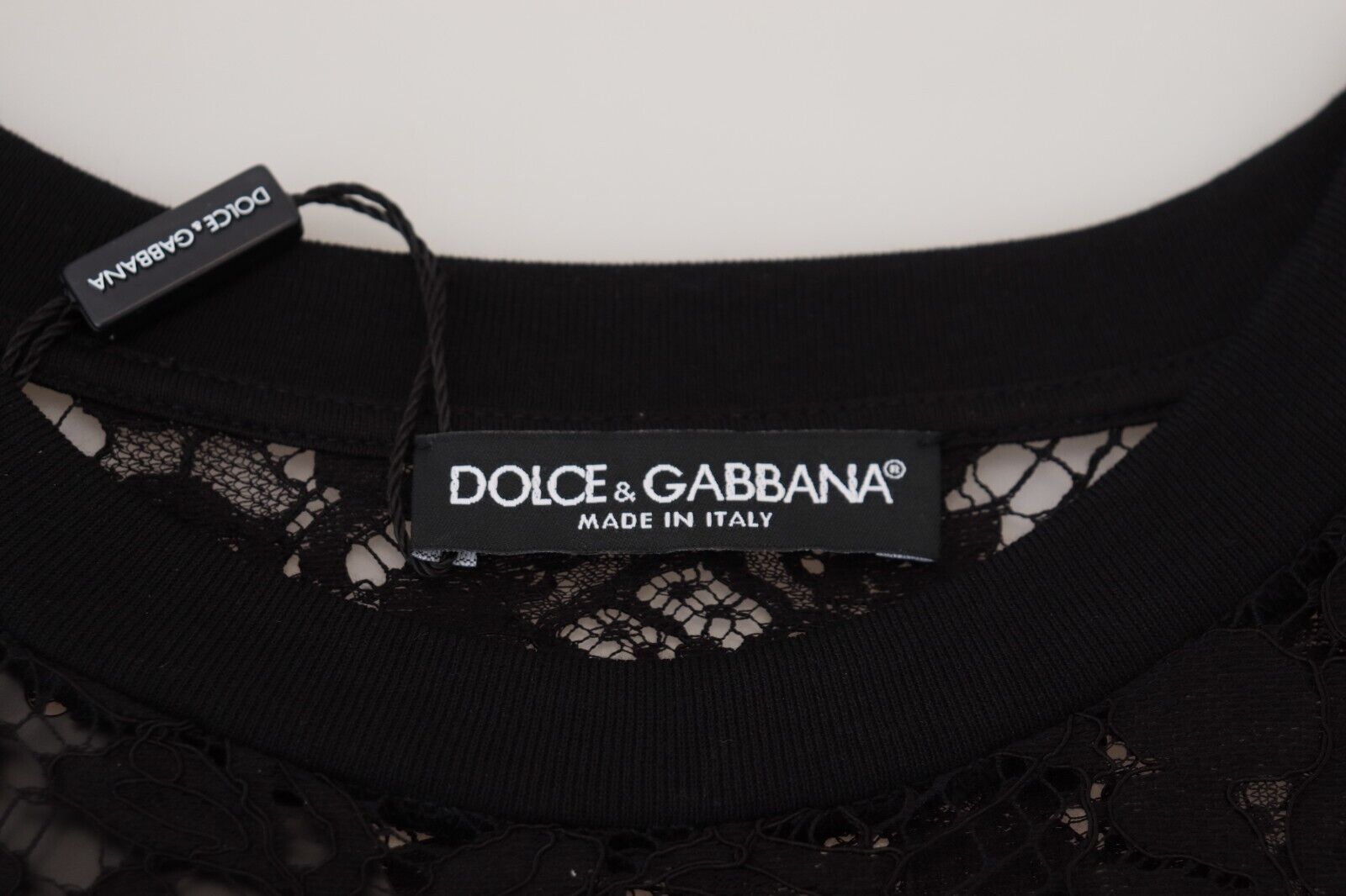 Dolce & Gabbana Black Floral Lace Cotton Shift Mini Dress Dolce & Gabbana