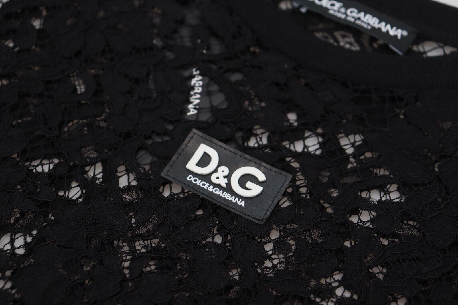 Dolce & Gabbana Black Floral Lace Cotton Shift Mini Dress Dolce & Gabbana