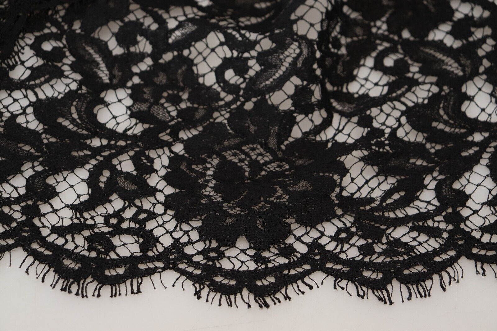 Dolce & Gabbana Black Floral Lace Cotton Shift Mini Dress Dolce & Gabbana