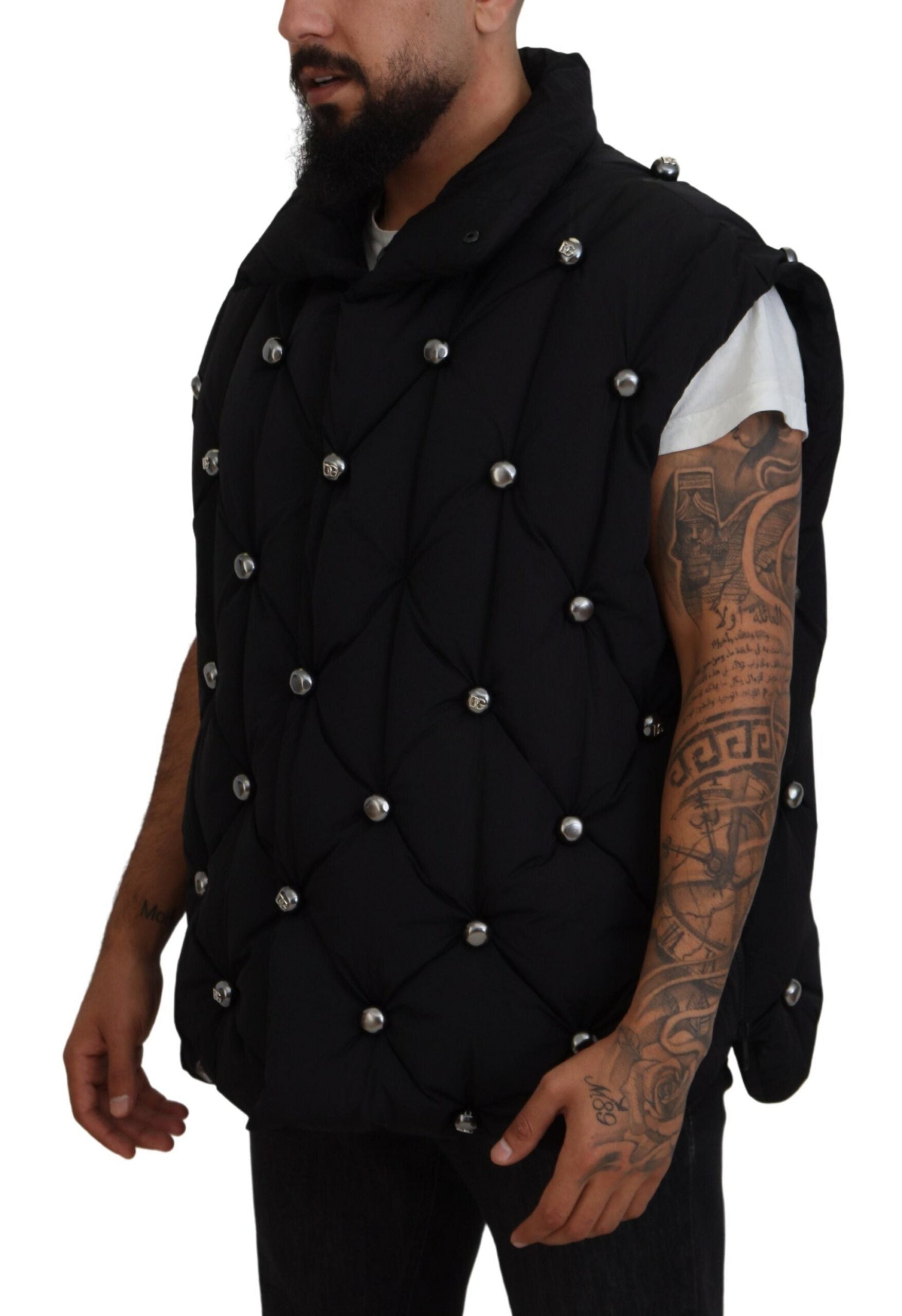 Dolce & Gabbana Black Sleeveless DG Metal Embellishment Jacket Dolce & Gabbana