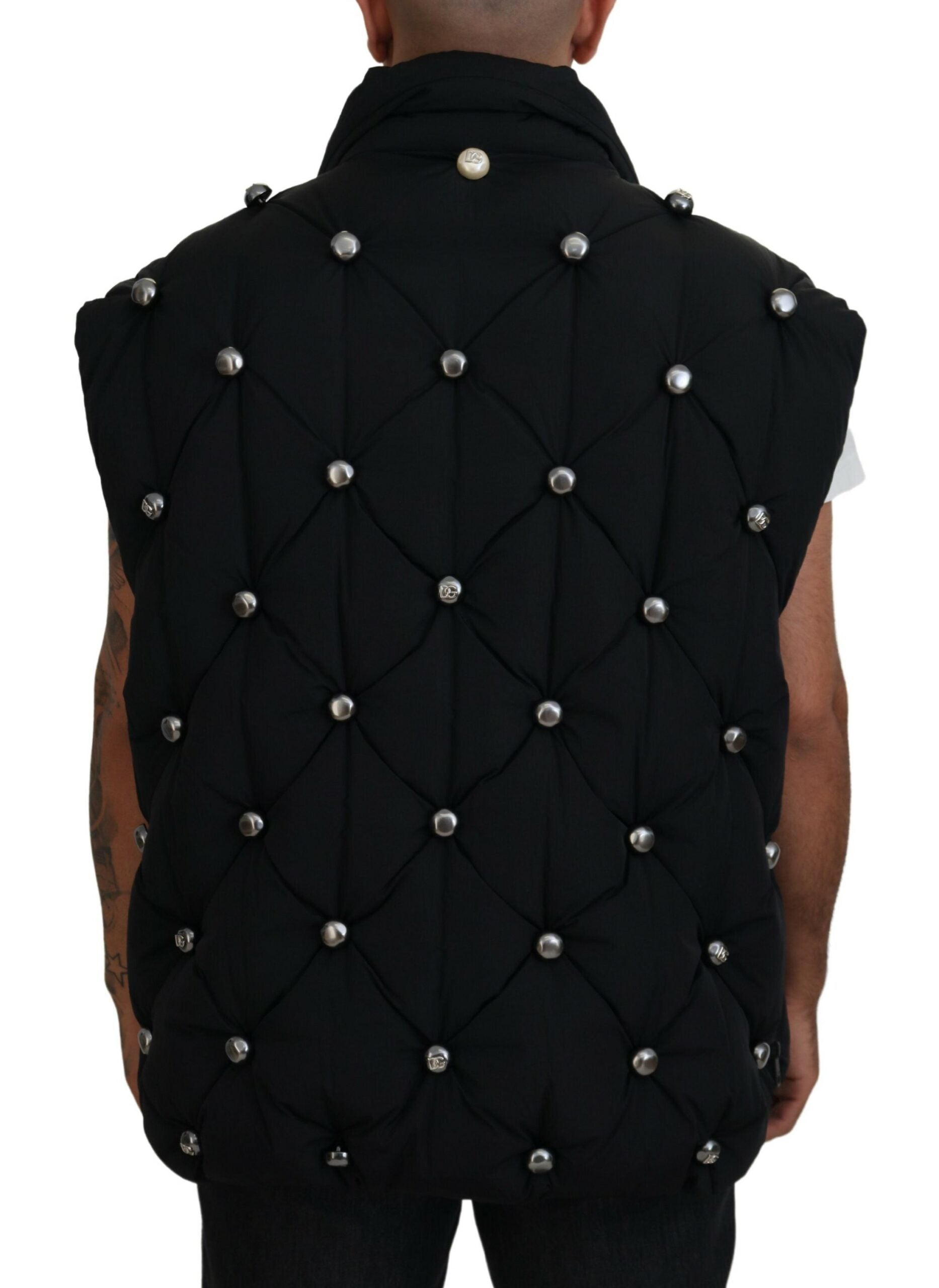 Dolce & Gabbana Black Sleeveless DG Metal Embellishment Jacket Dolce & Gabbana