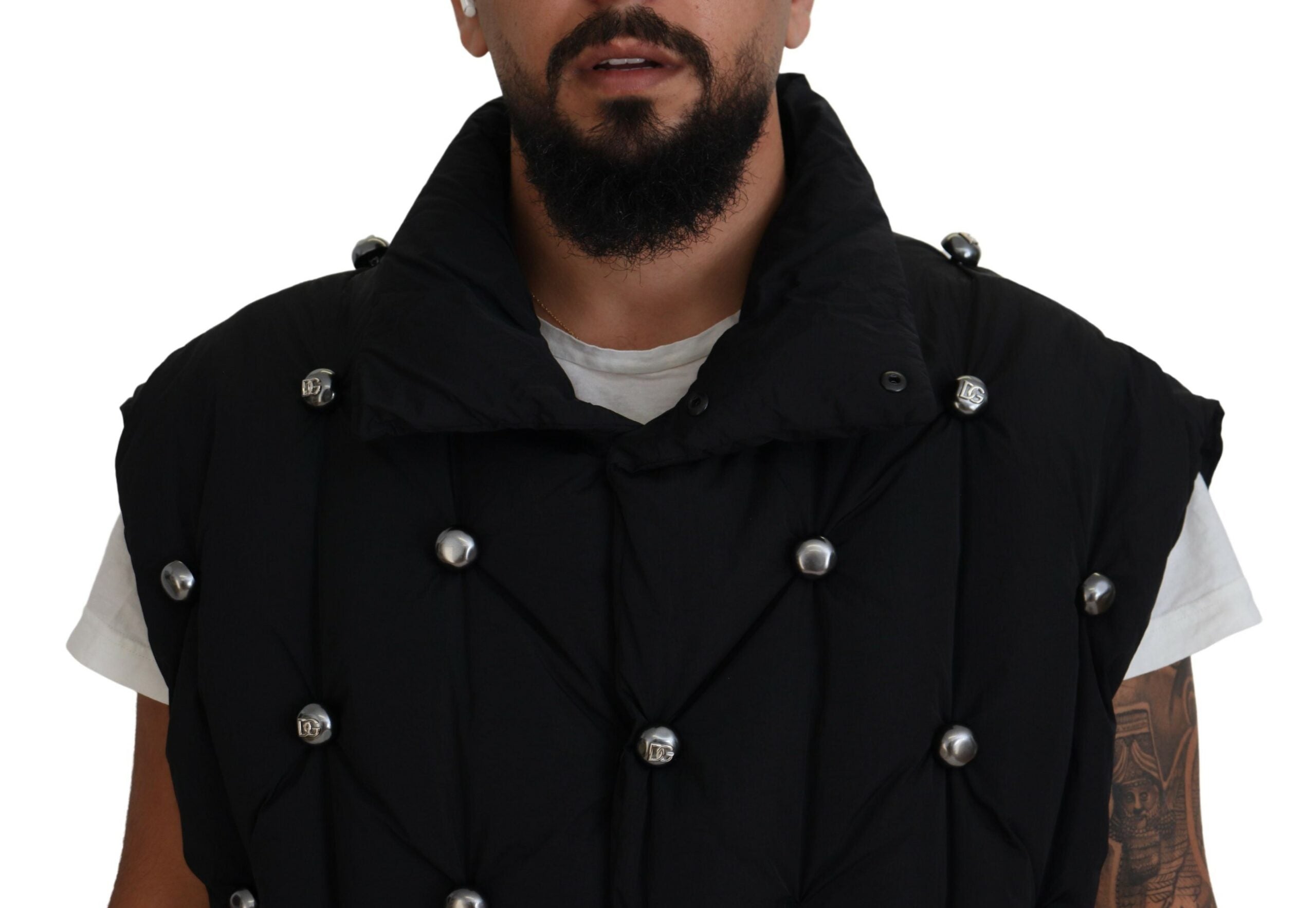 Dolce & Gabbana Black Sleeveless DG Metal Embellishment Jacket Dolce & Gabbana