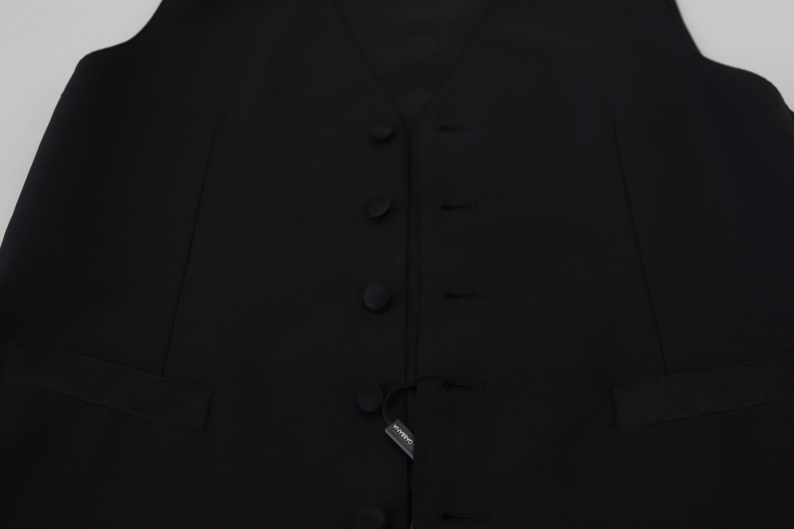 Dolce & Gabbana Black Virgin Wool Waistcoat Formal Vest Dolce & Gabbana