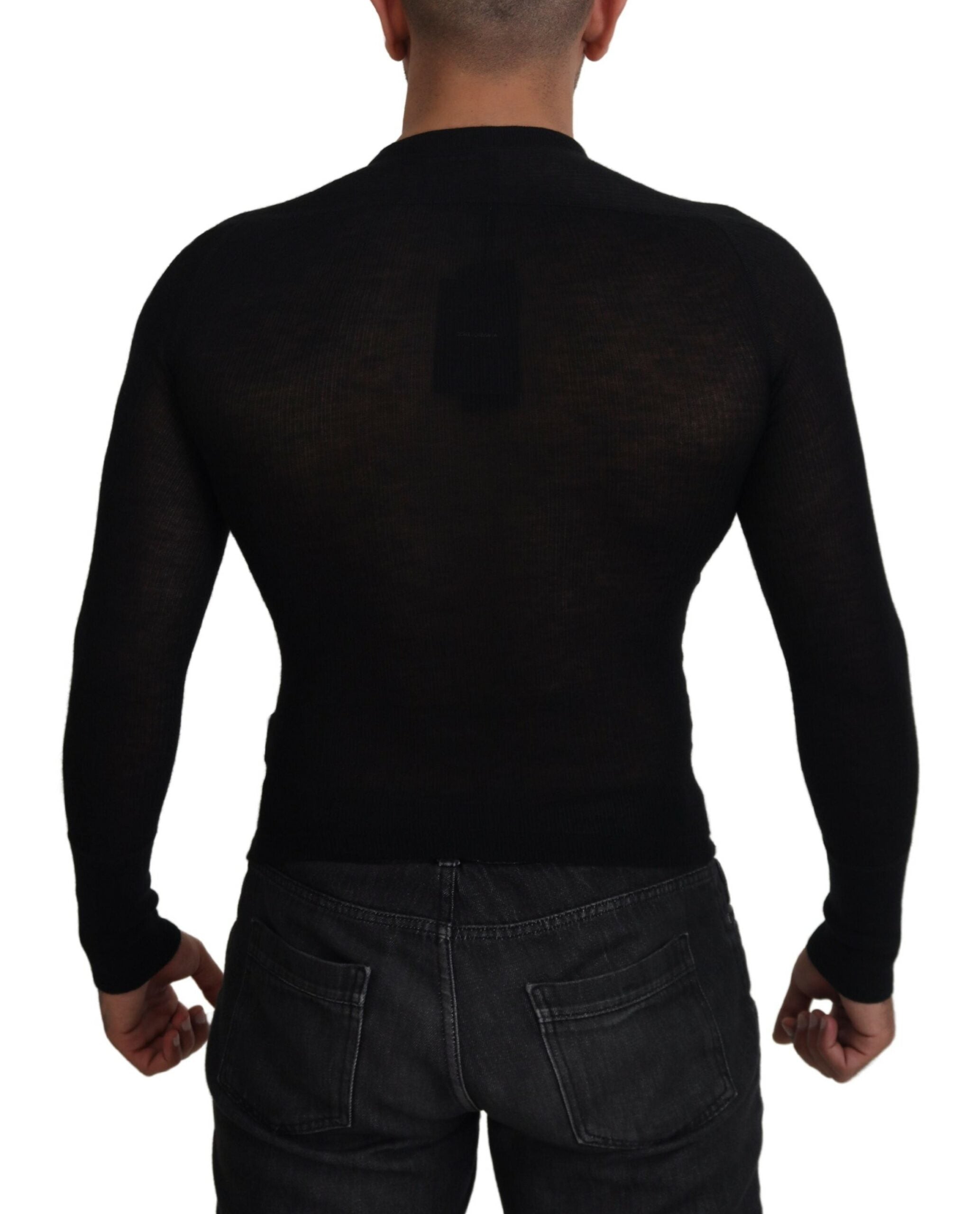 Dolce & Gabbana Black Cashmere Button Pullover Sweater Dolce & Gabbana