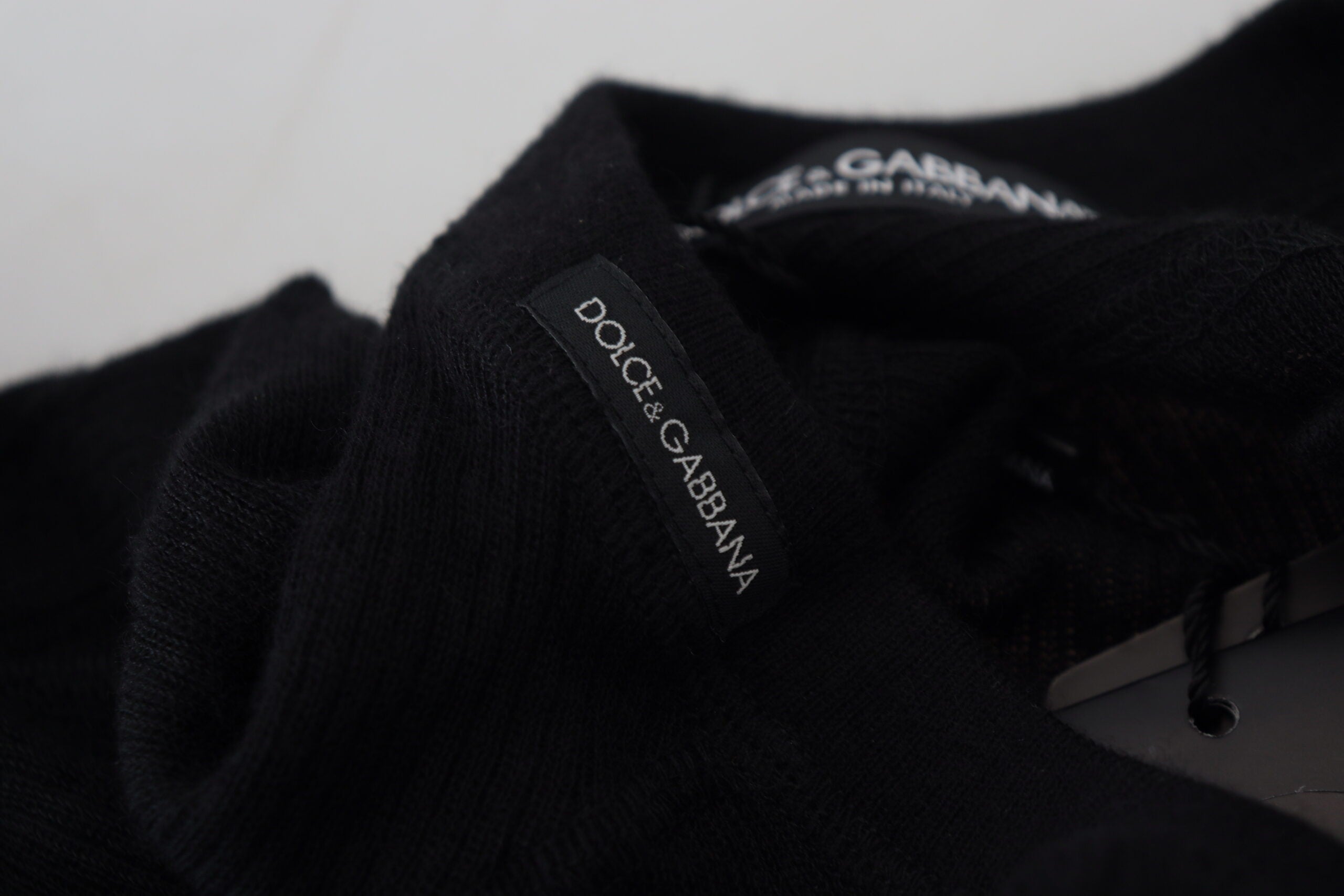 Dolce & Gabbana Black Cashmere Button Pullover Sweater Dolce & Gabbana