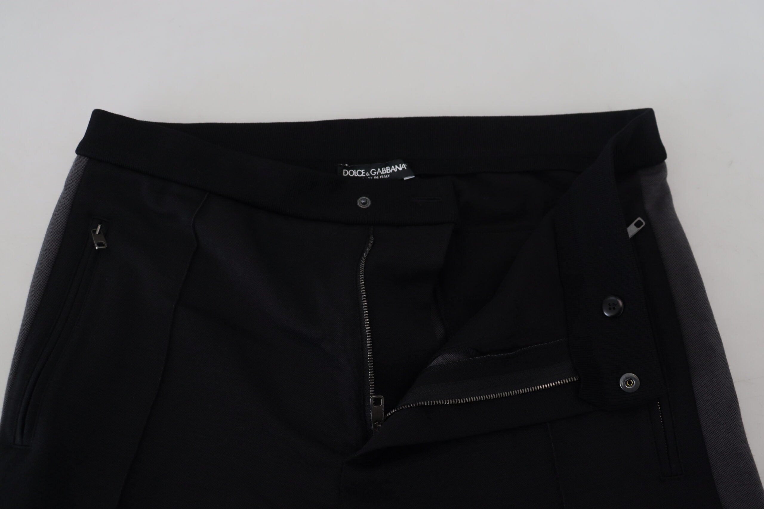 Dolce & Gabbana Black Wool Horseshoe Jogger Pants Dolce & Gabbana