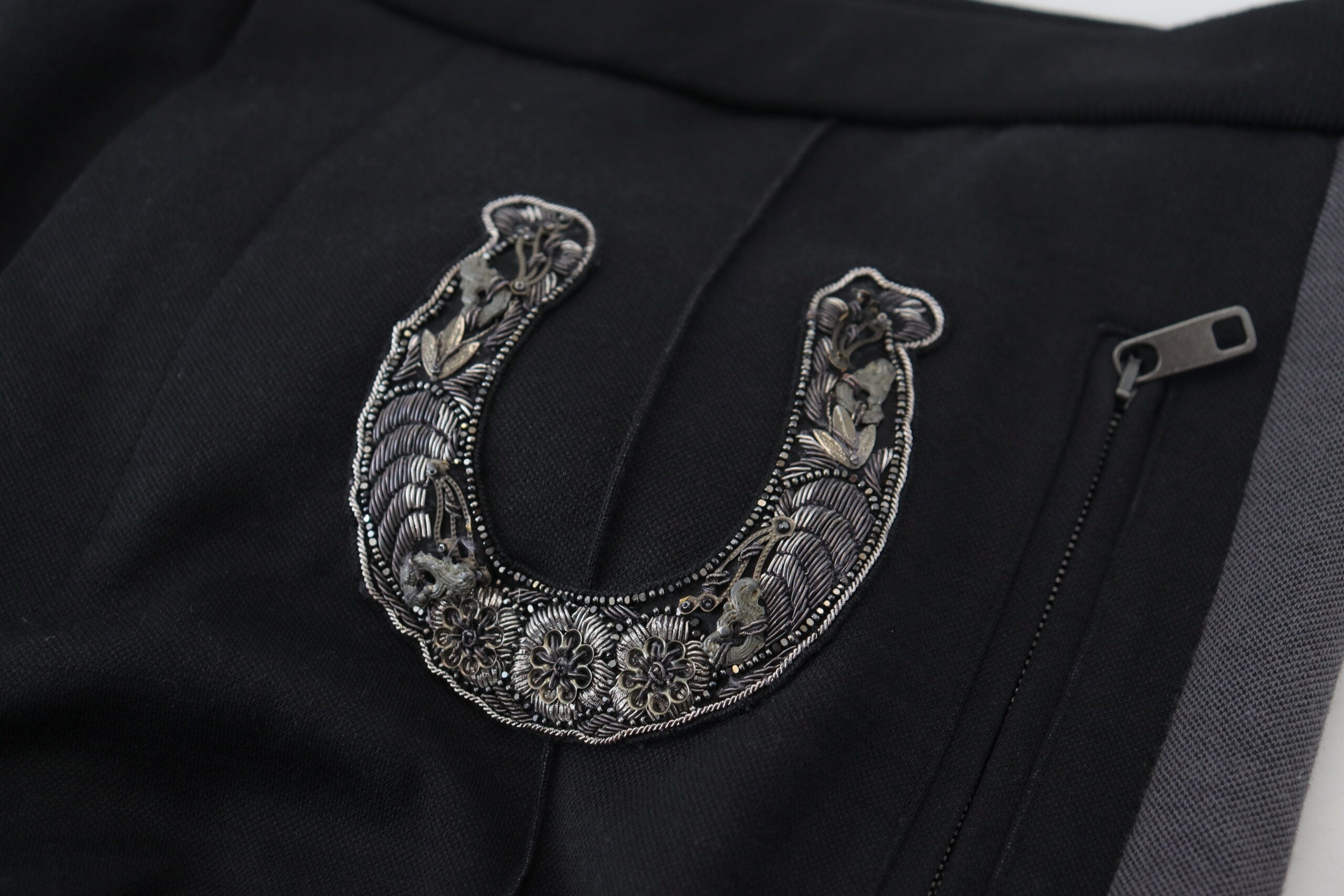 Dolce & Gabbana Black Wool Horseshoe Jogger Pants Dolce & Gabbana