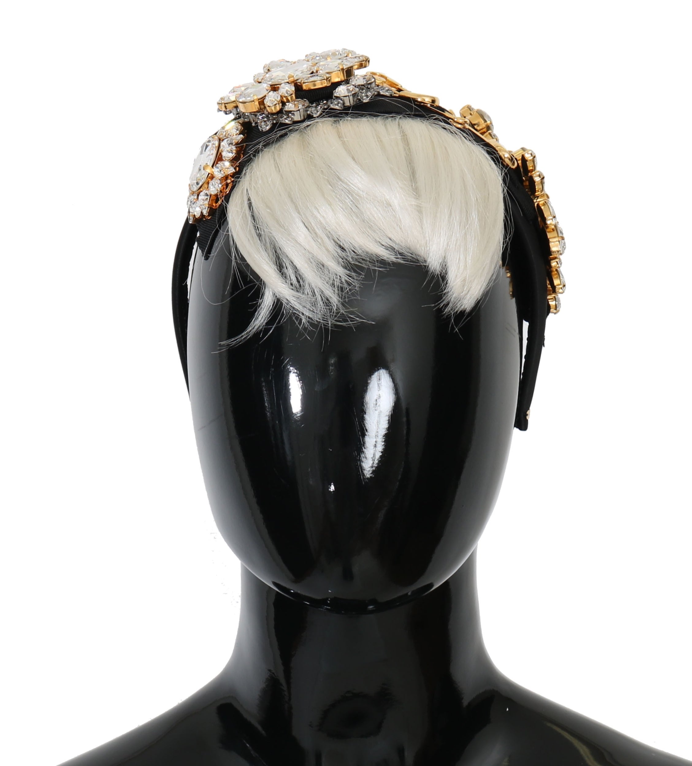 Dolce & Gabbana Black Crystal White Hair Parrucchiera Headband Diadem Dolce & Gabbana