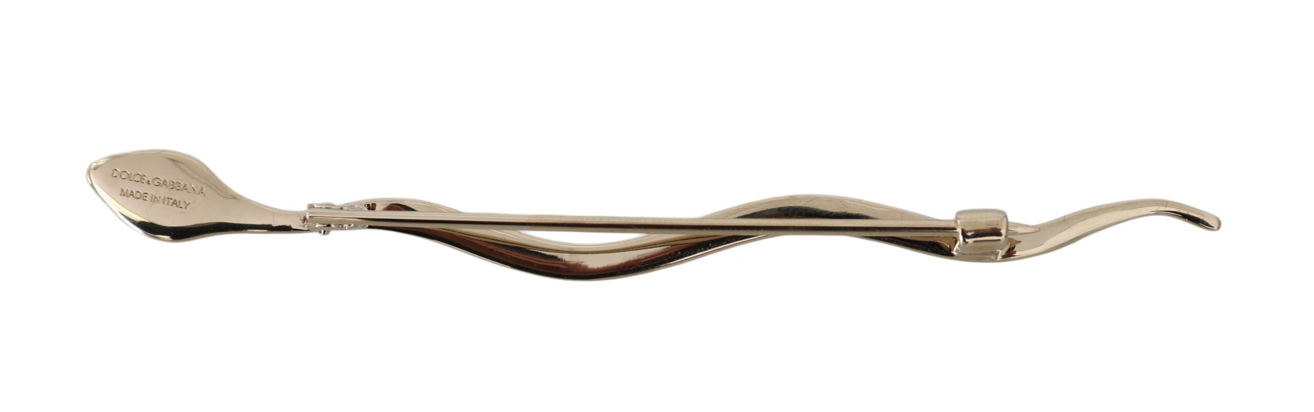 Dolce & Gabbana Silver Brass Crystal Spilla Serpente Brooch Pin Dolce & Gabbana