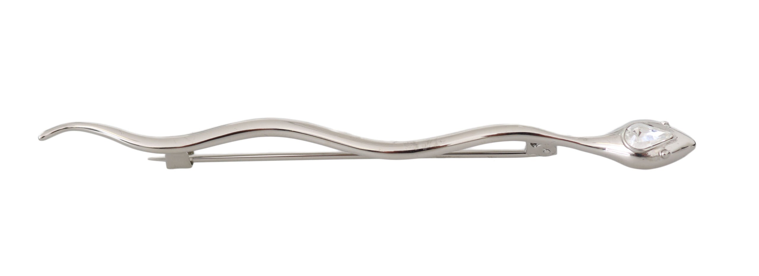 Dolce & Gabbana Silver Brass Crystal Spilla Serpente Mens Brooch Pin Dolce & Gabbana