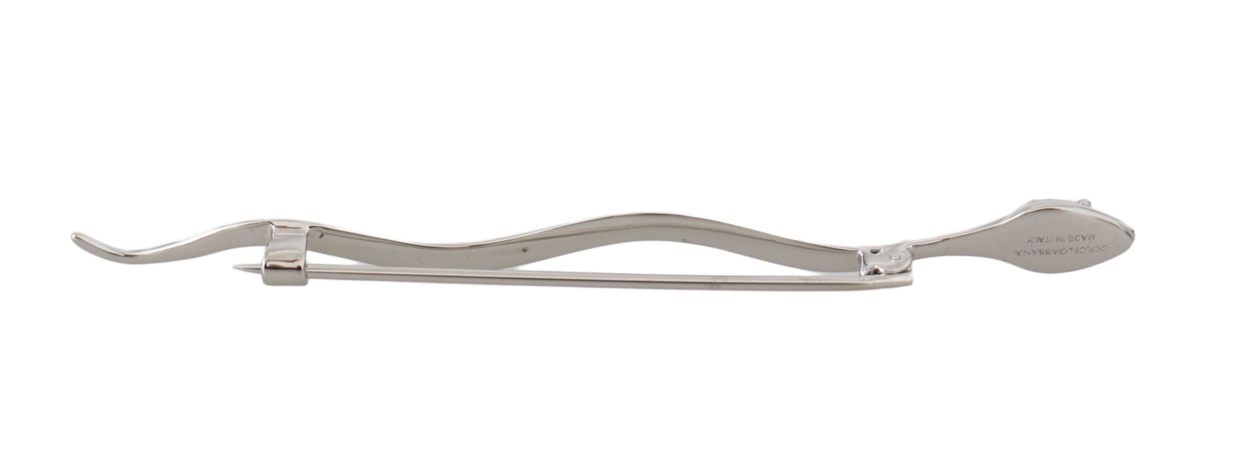 Dolce & Gabbana Silver Brass Crystal Spilla Serpente Mens Brooch Pin Dolce & Gabbana