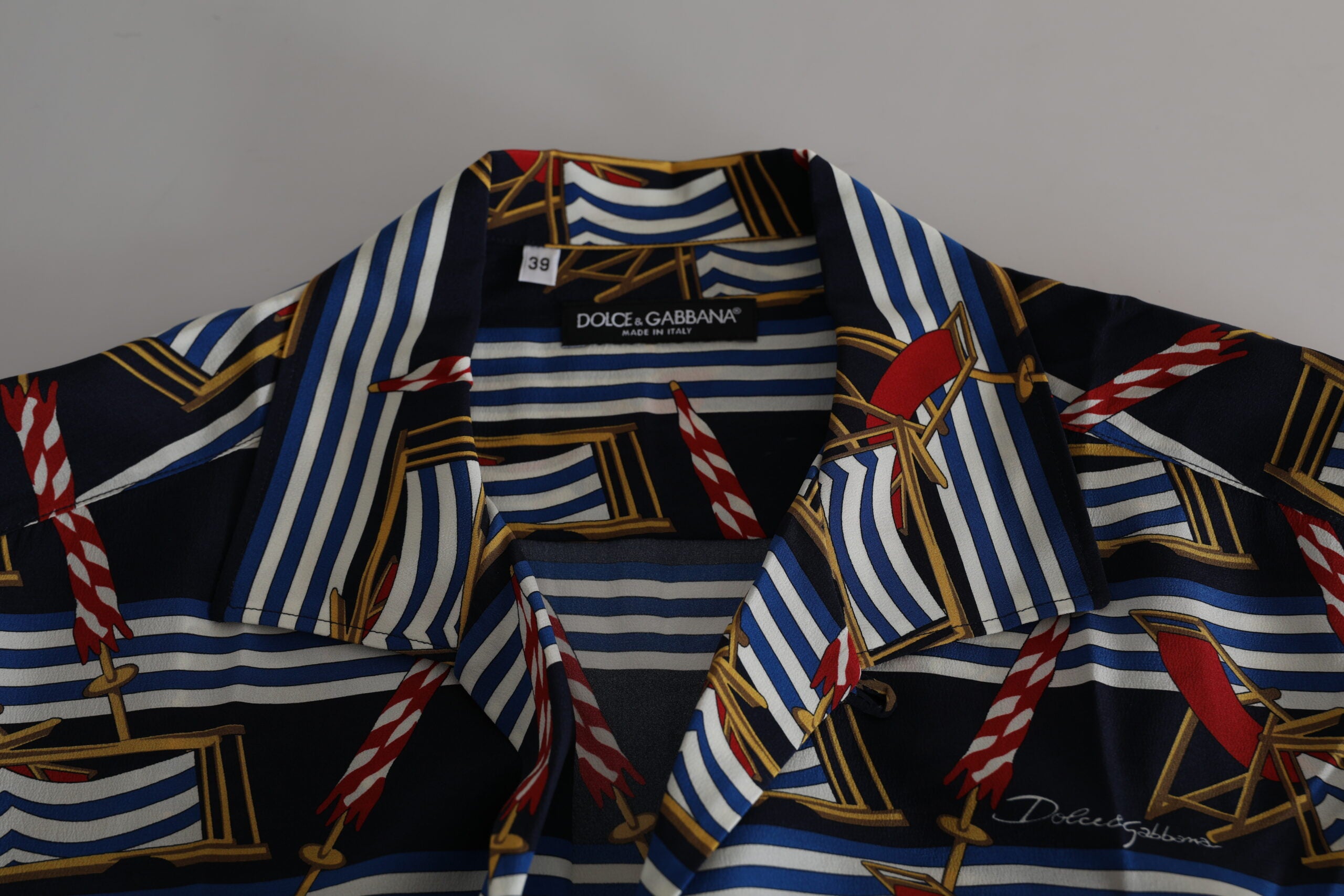 Dolce & Gabbana Multicolor Beach Chair Short Sleeves Shirt Dolce & Gabbana