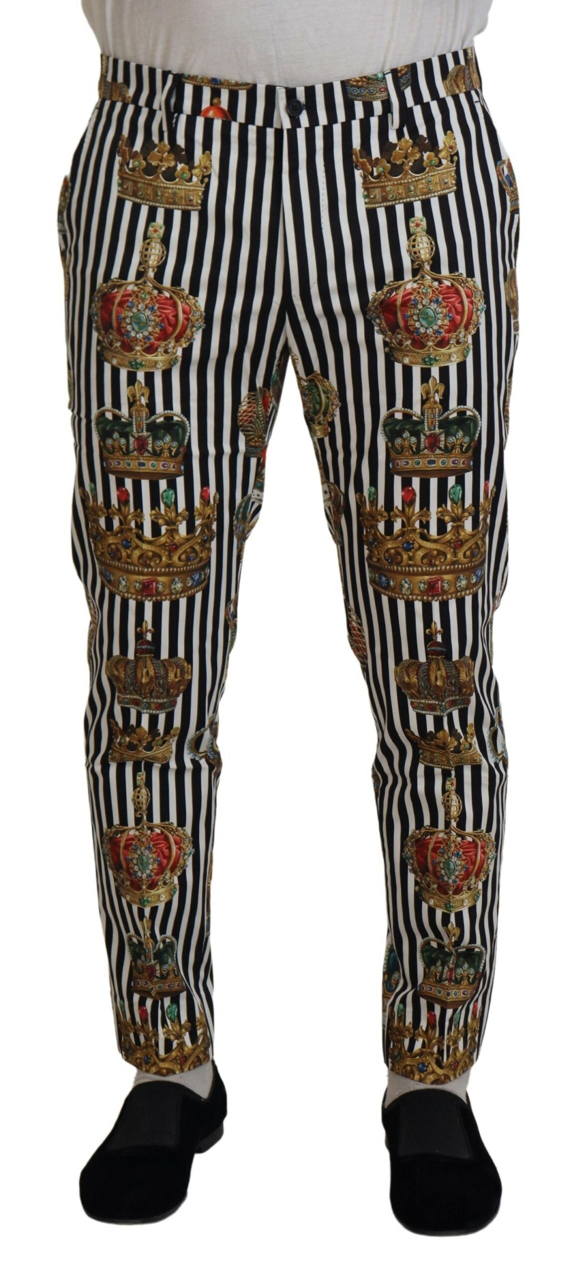 Dolce & Gabbana White Cotton Stretch Crown Trouser Pants Dolce & Gabbana