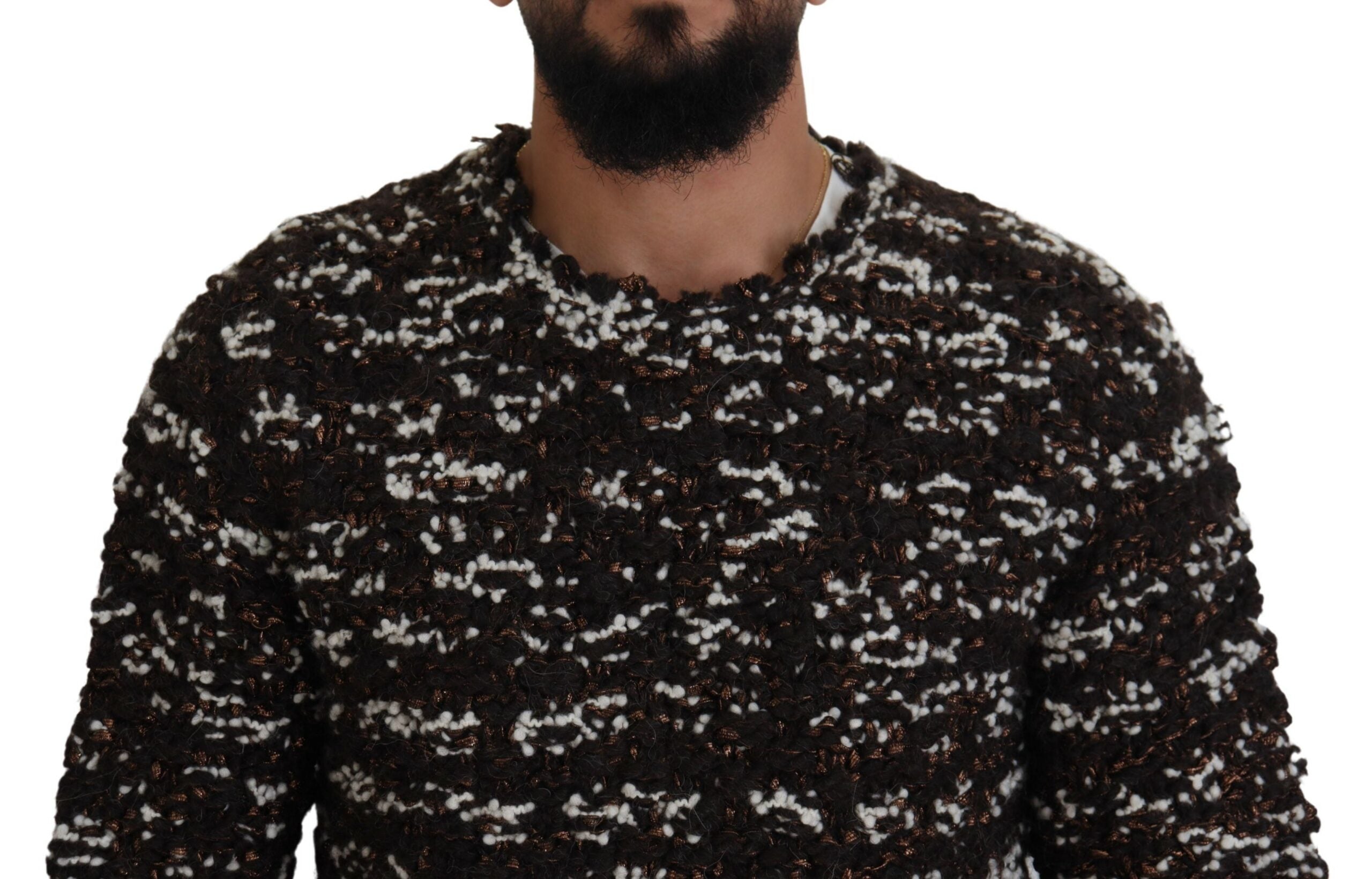 Dolce & Gabbana Brown Knitted Wool Fatto A Mano Sweater Dolce & Gabbana