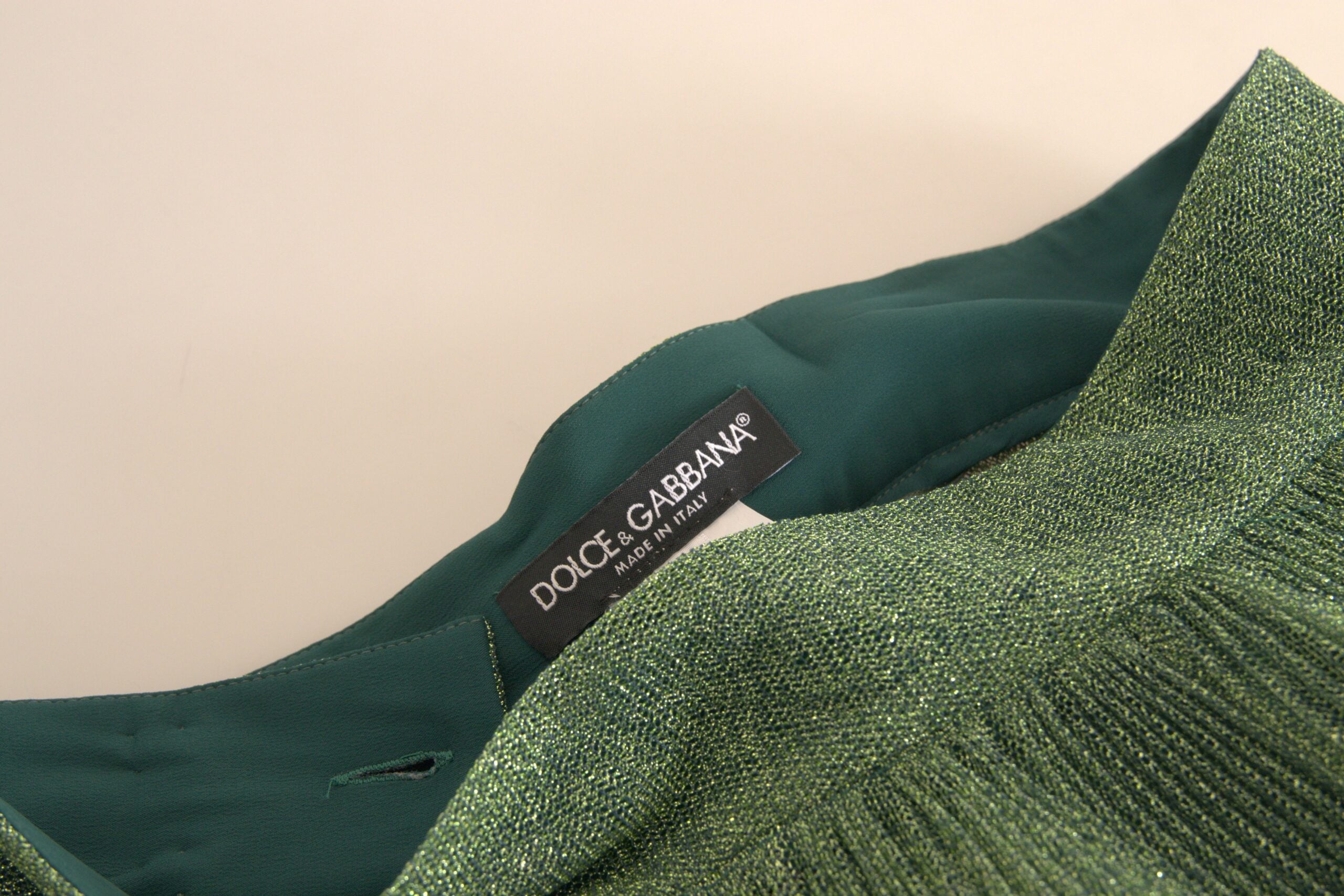 Dolce & Gabbana Metallic Green High Waist A-line Pleated Skirt Dolce & Gabbana