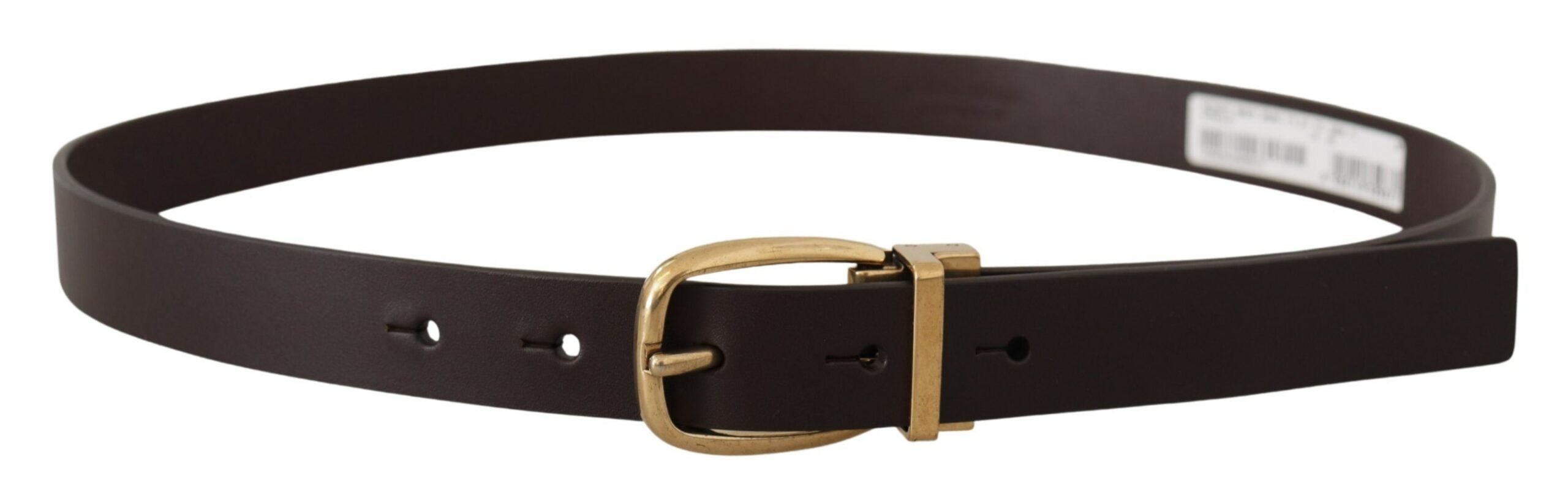 Dolce & Gabbana Dark Brown Calf Leather Gold Tone Metal Buckle Dolce & Gabbana