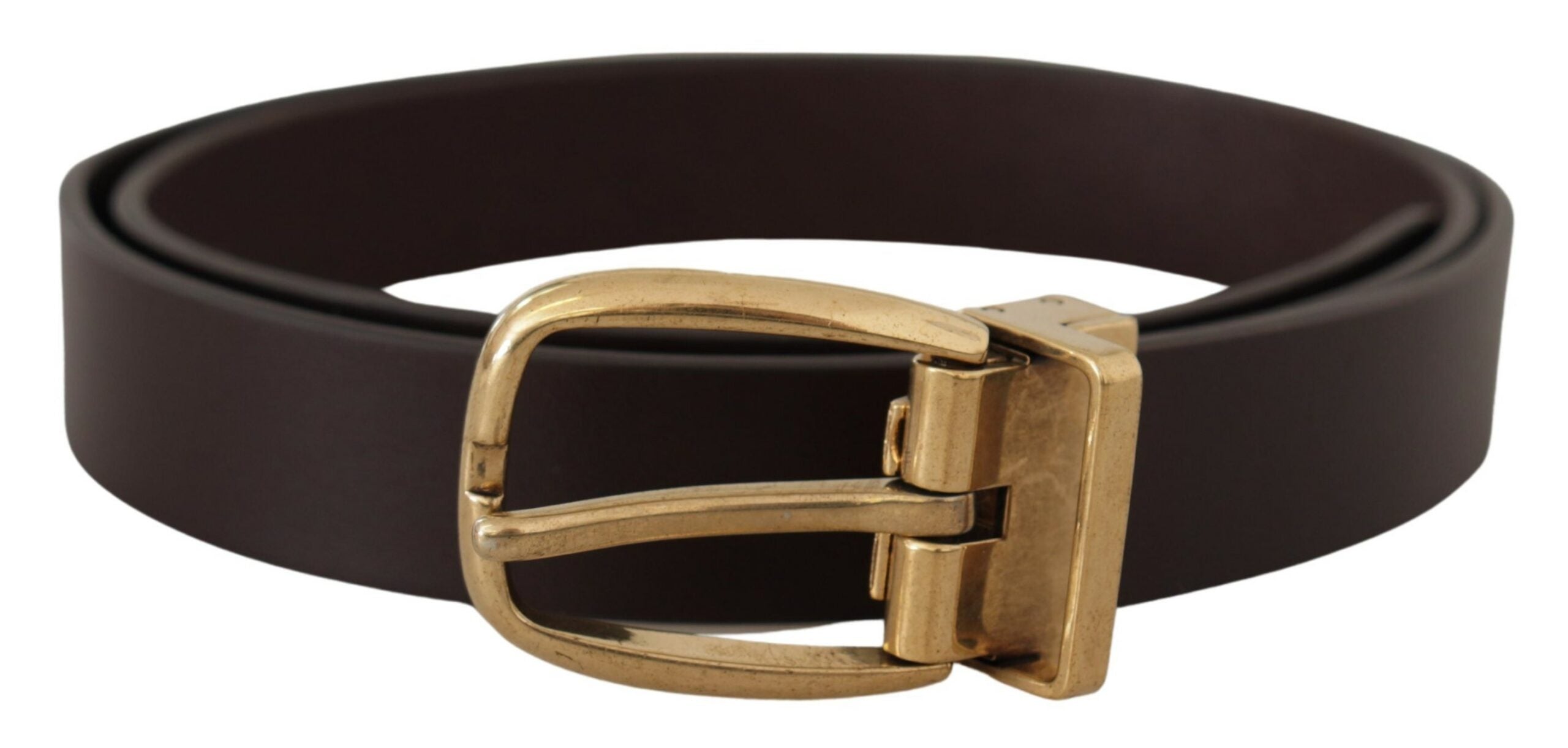 Dolce & Gabbana Dark Brown Calf Leather Gold Tone Metal Buckle Dolce & Gabbana