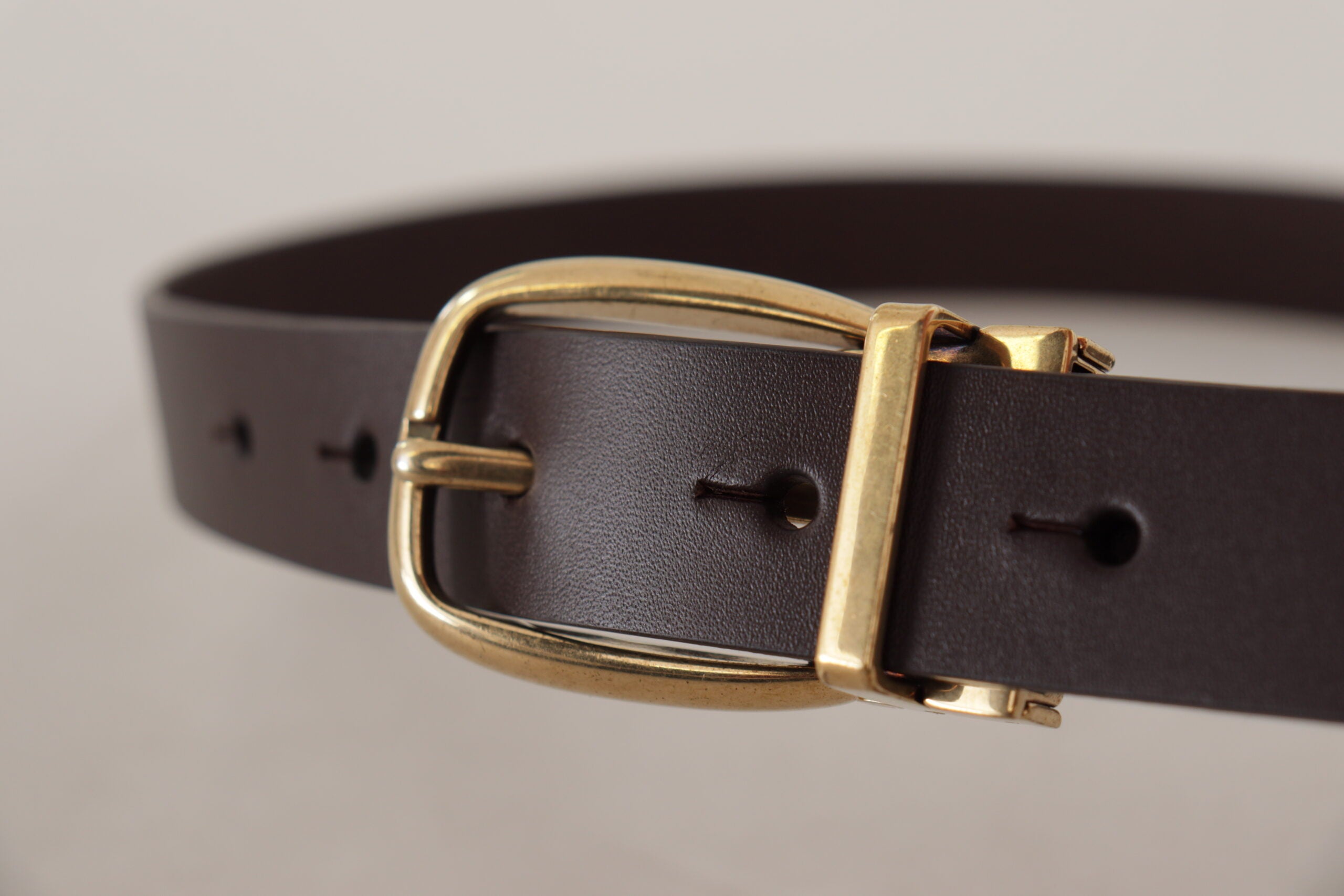 Dolce & Gabbana Dark Brown Calf Leather Gold Tone Metal Buckle Dolce & Gabbana