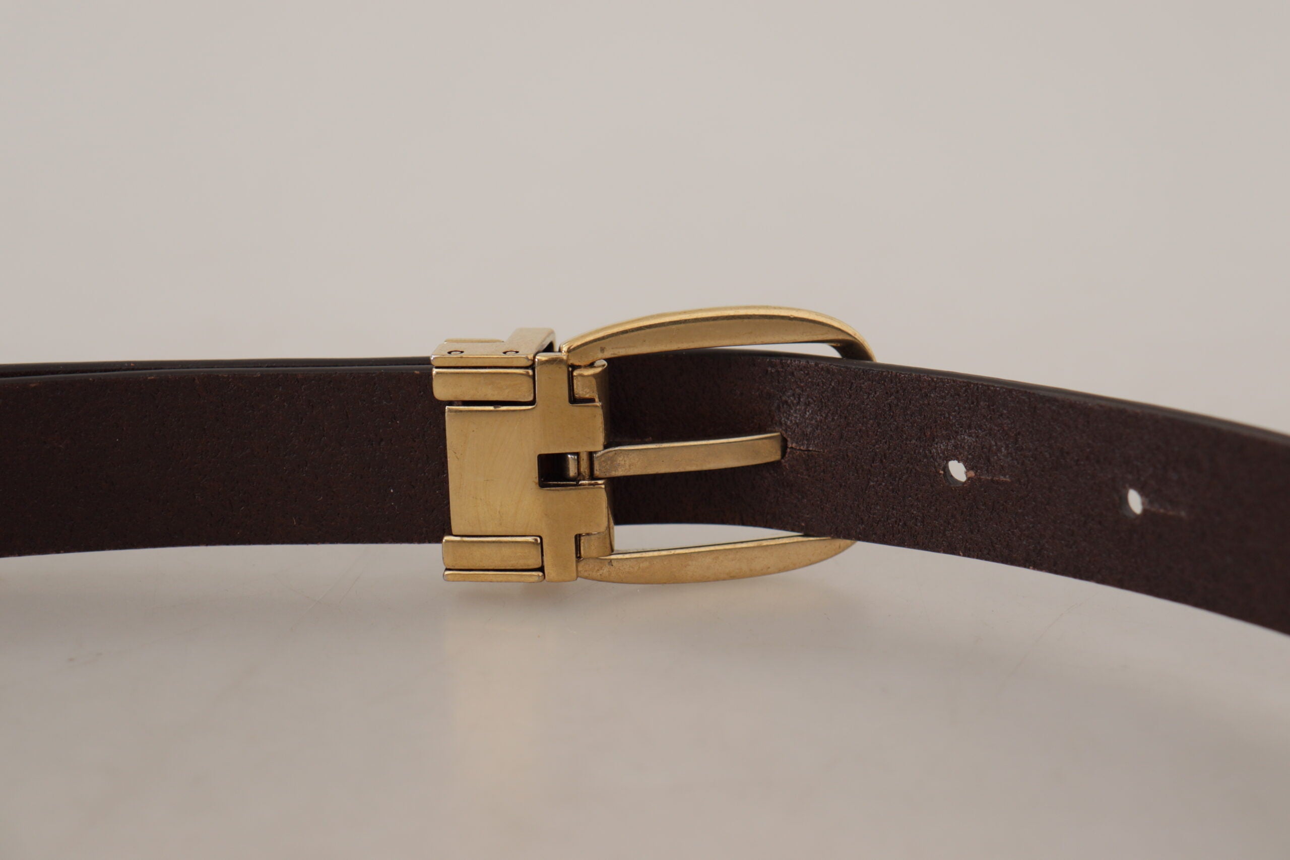 Dolce & Gabbana Dark Brown Calf Leather Gold Tone Metal Buckle Dolce & Gabbana