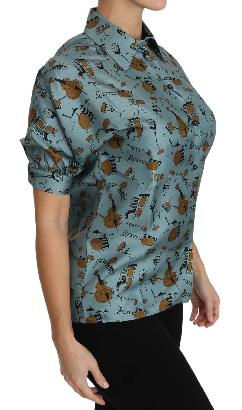 Dolce & Gabbana Multicolor Musical Instruments Silk Short sleeve Shirt Dolce & Gabbana