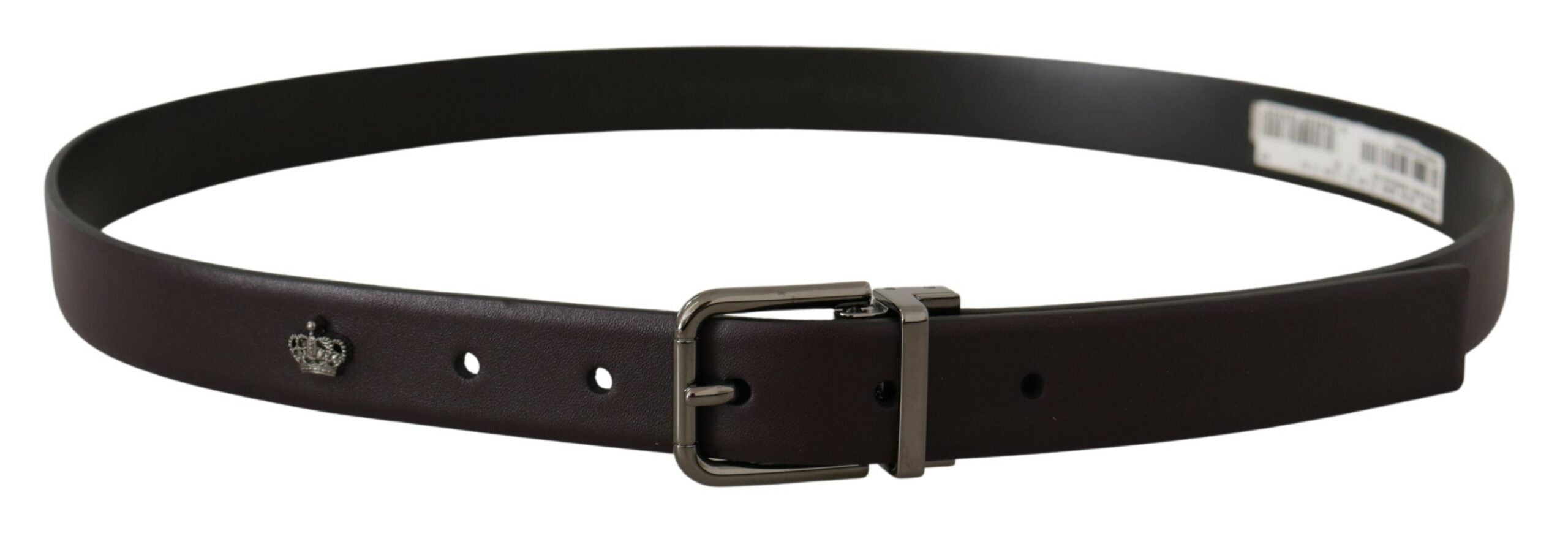 Dolce & Gabbana Dark Purple Leather Box Borchia Metal Buckle Belt Dolce & Gabbana