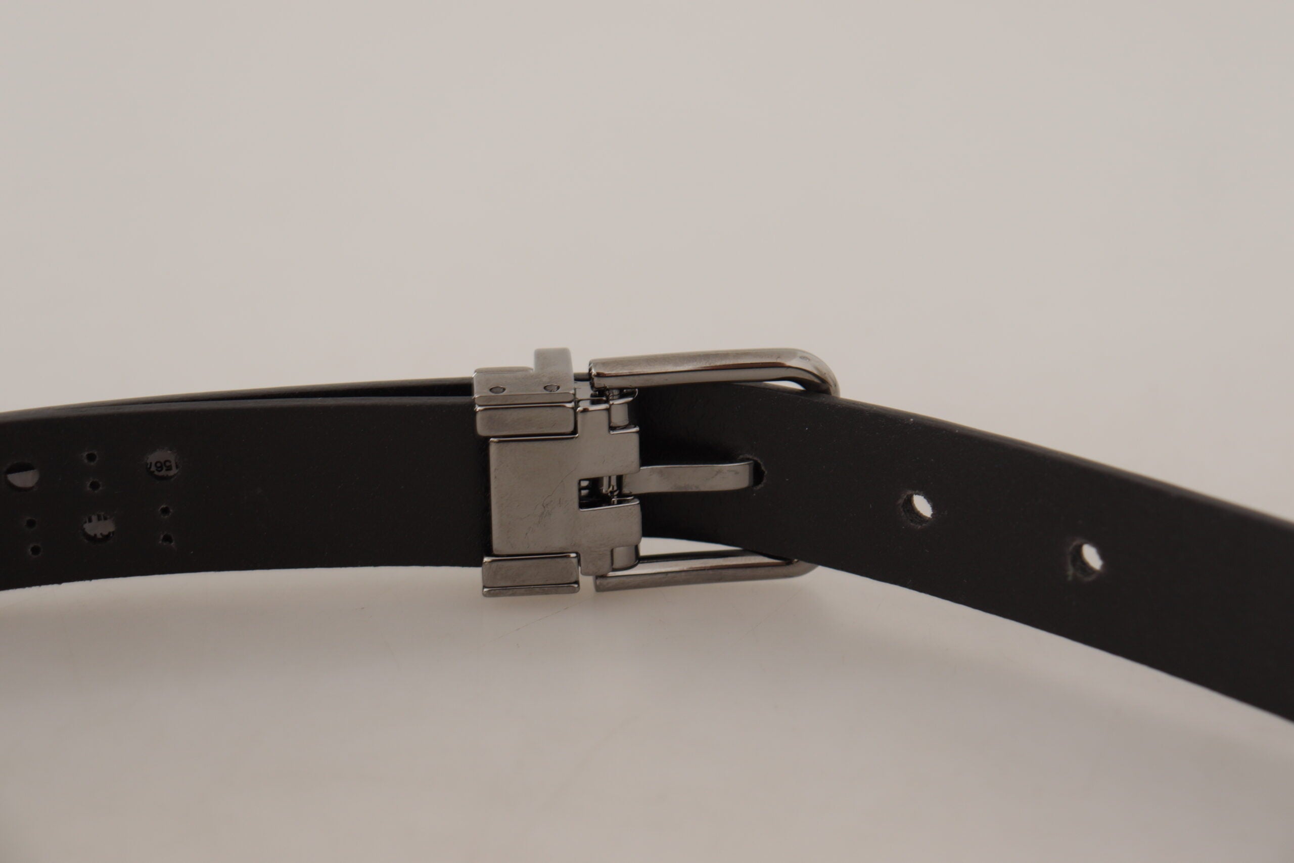 Dolce & Gabbana Dark Purple Perforated Leather Metal Buckle Belt Dolce & Gabbana