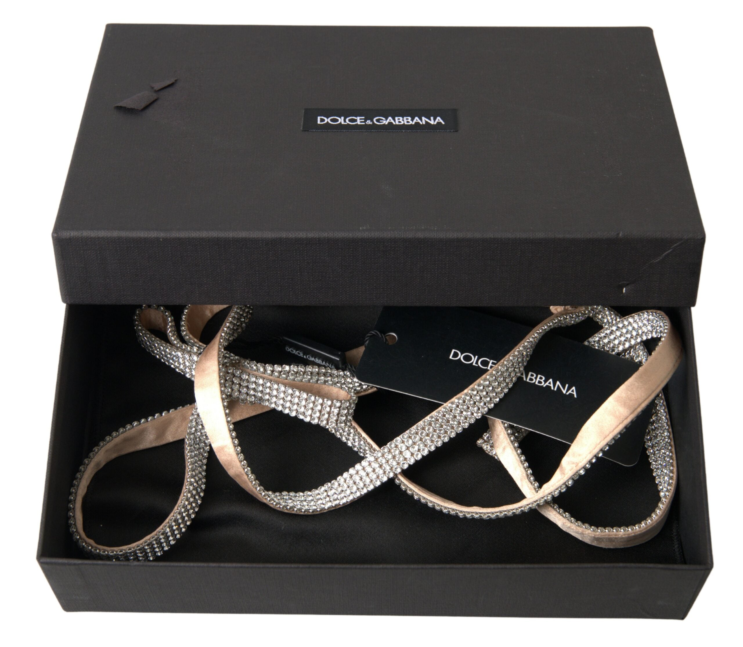 Dolce & Gabbana Beige Silk Clear Crystal Bow Waist Belt Dolce & Gabbana