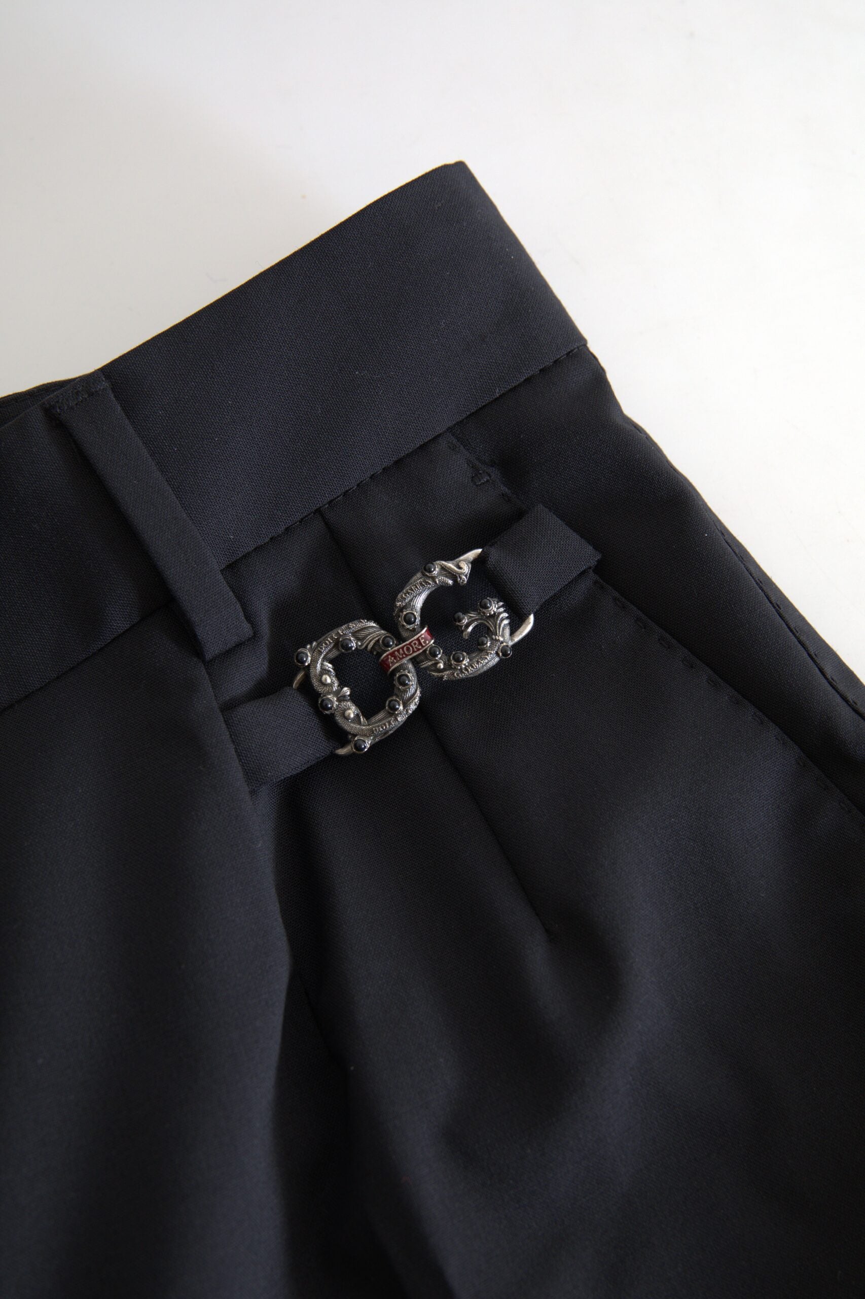 Dolce & Gabbana Black Wool High Waist Tapered Pants Dolce & Gabbana