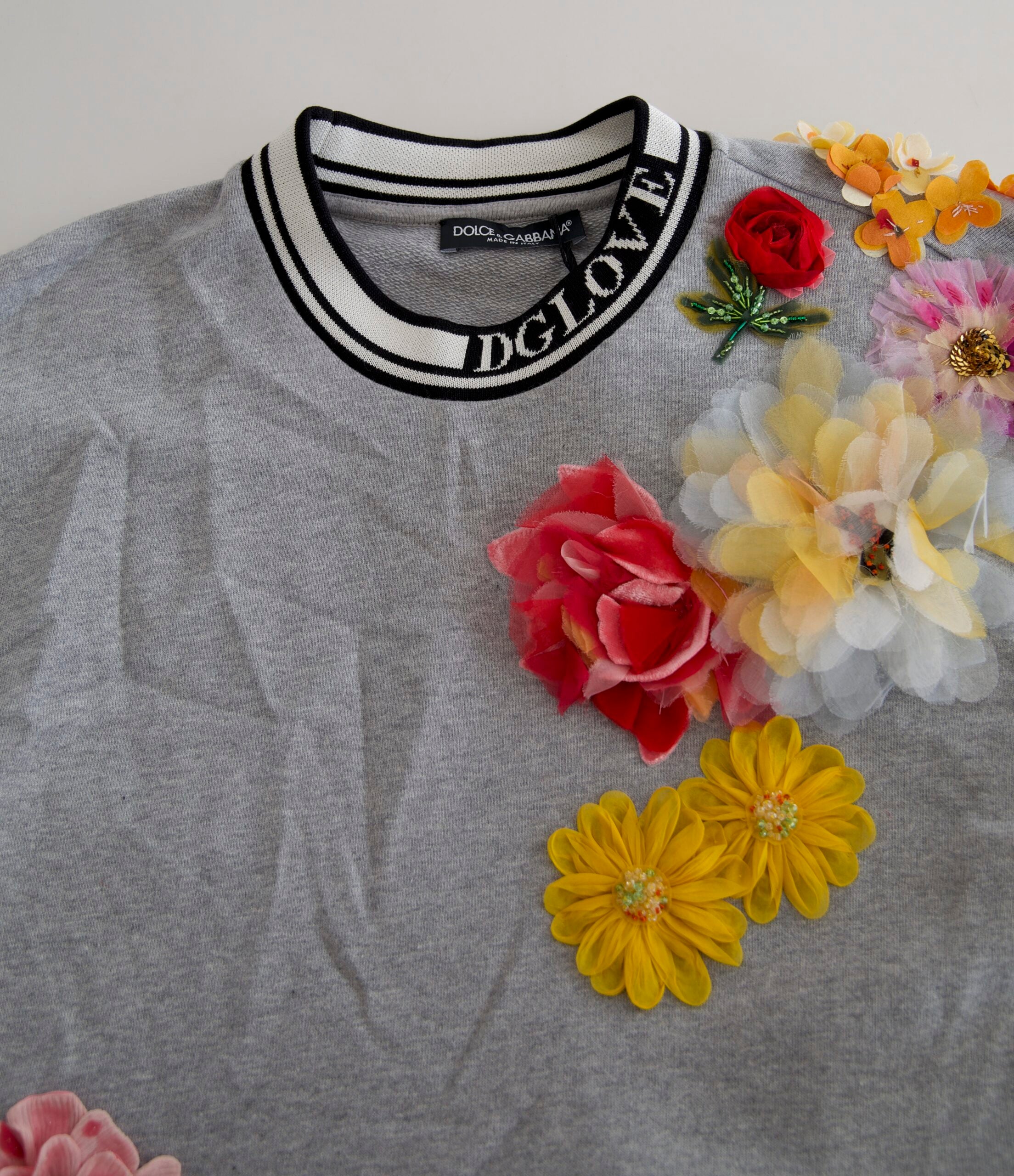 Dolce & Gabbana Gray DG Amore Queen Floral Pullover Sweater Dolce & Gabbana