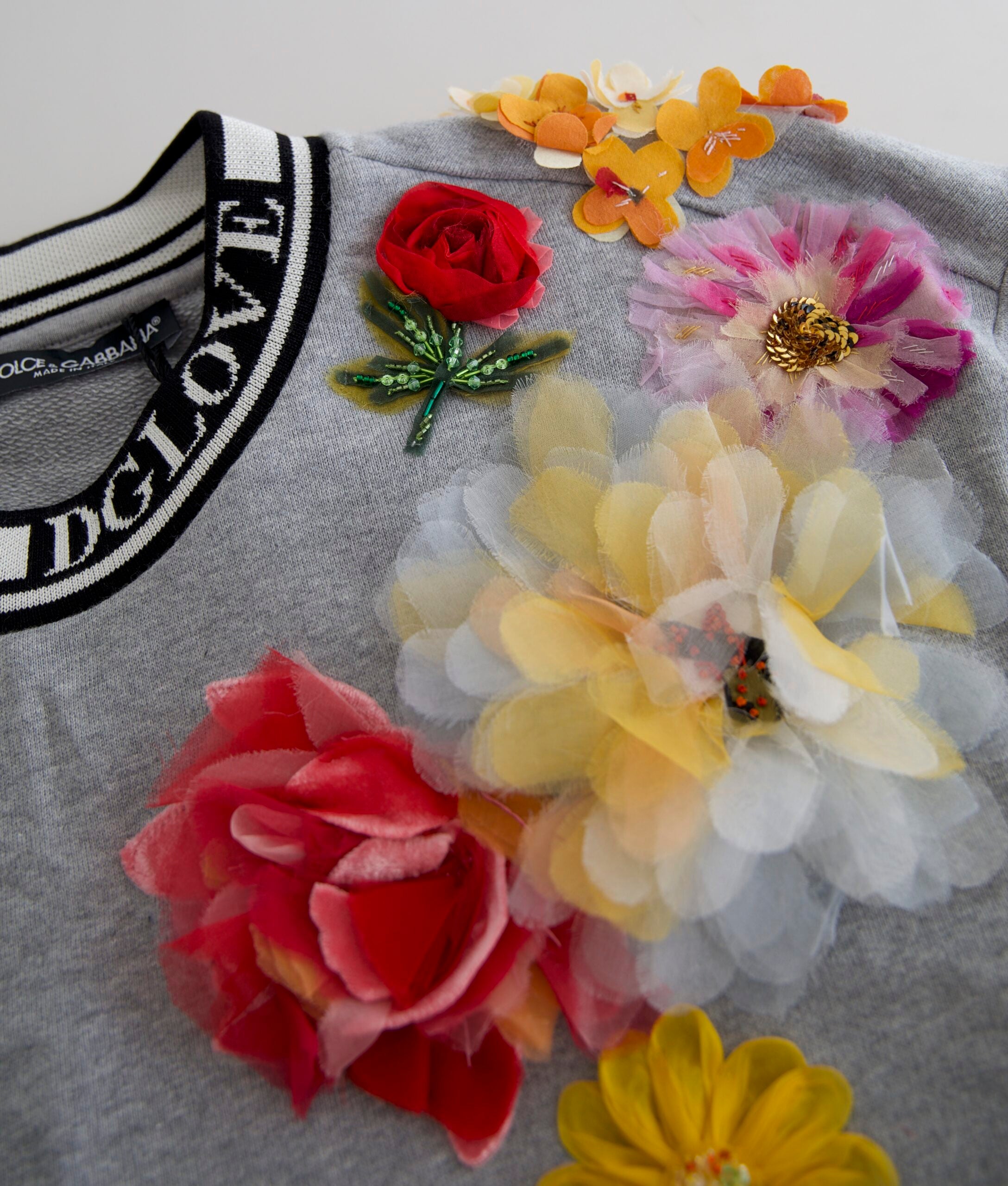 Dolce & Gabbana Gray DG Amore Queen Floral Pullover Sweater Dolce & Gabbana