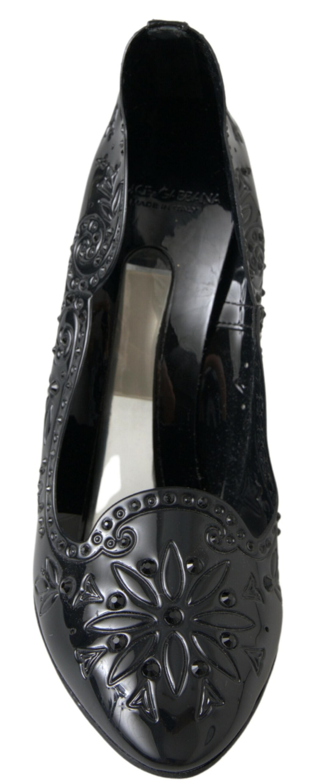 Dolce & Gabbana Black CINDERELLA Floral Crystal Heels Shoes Dolce & Gabbana