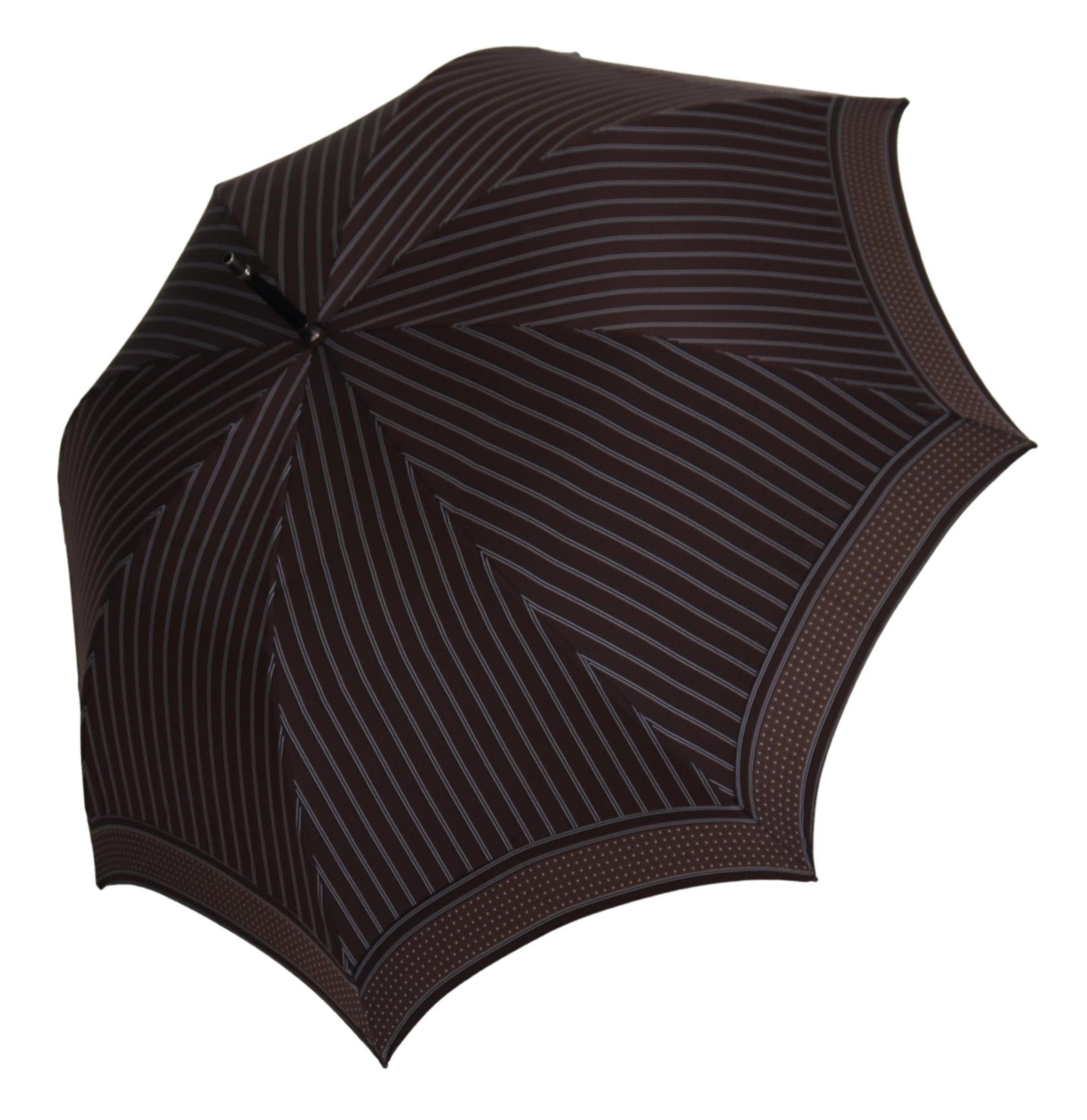 Dolce & Gabbana Brown Striped Leather Handle Collapsible Sartoria Umbrella Dolce & Gabbana