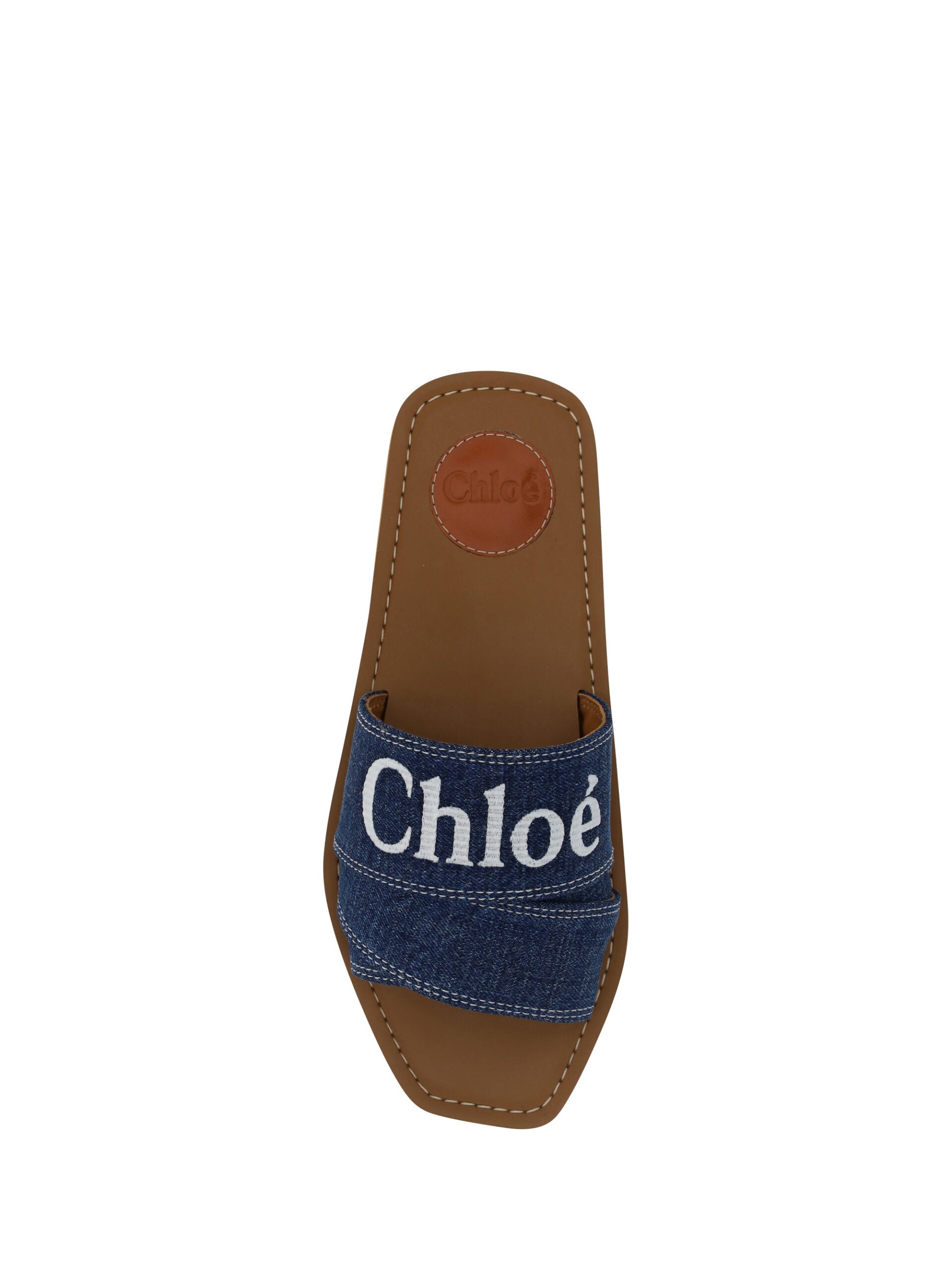 Chloé Denim Blue Cotton Slides Woody Sandals Chloé