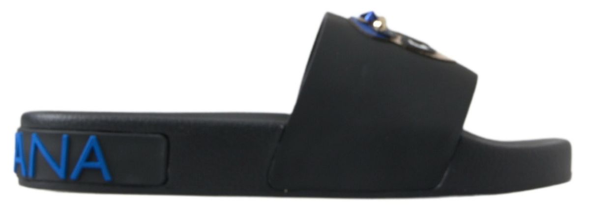 Dolce & Gabbana Black Slides Sandals Beach Saint Barth Shoes Dolce & Gabbana