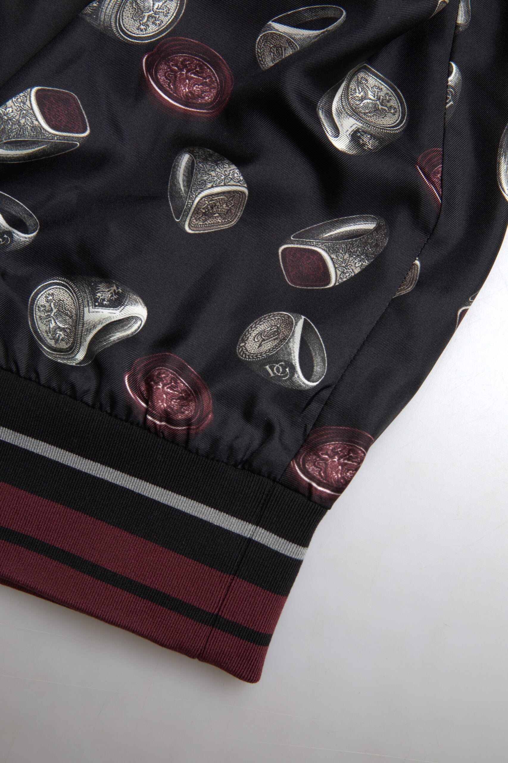 Dolce & Gabbana Black Ring Print Silk Crewneck Sweater Dolce & Gabbana