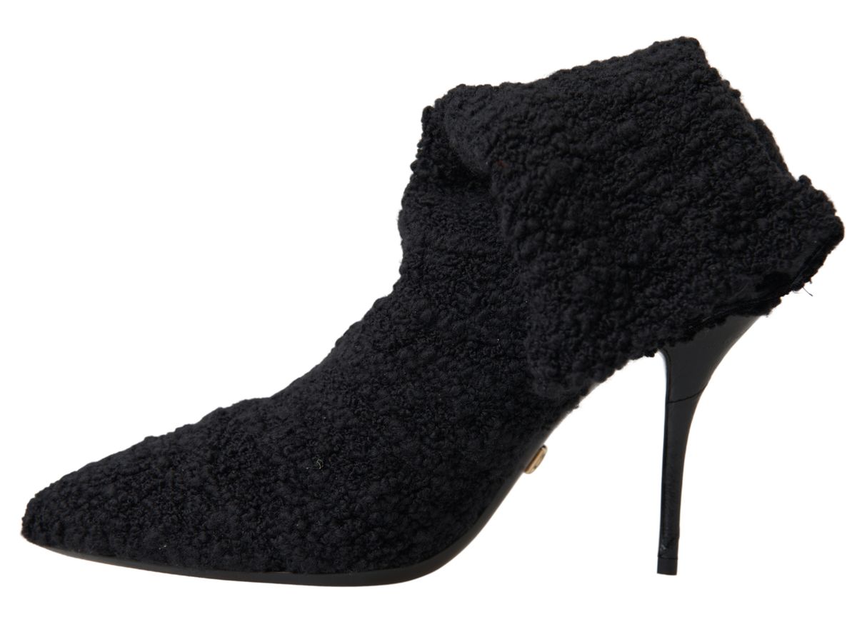 Dolce & Gabbana Black Stiletto Heels Mid Calf Boots Dolce & Gabbana