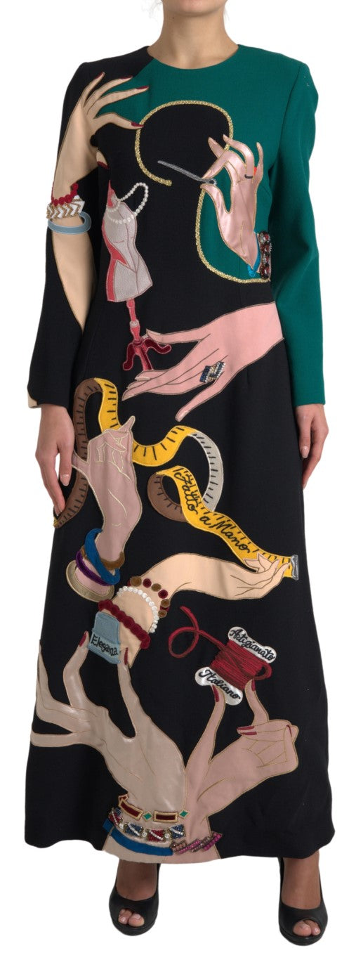 Dolce & Gabbana Multicolor Long Sleeves A-line Maxi Dress Dolce & Gabbana