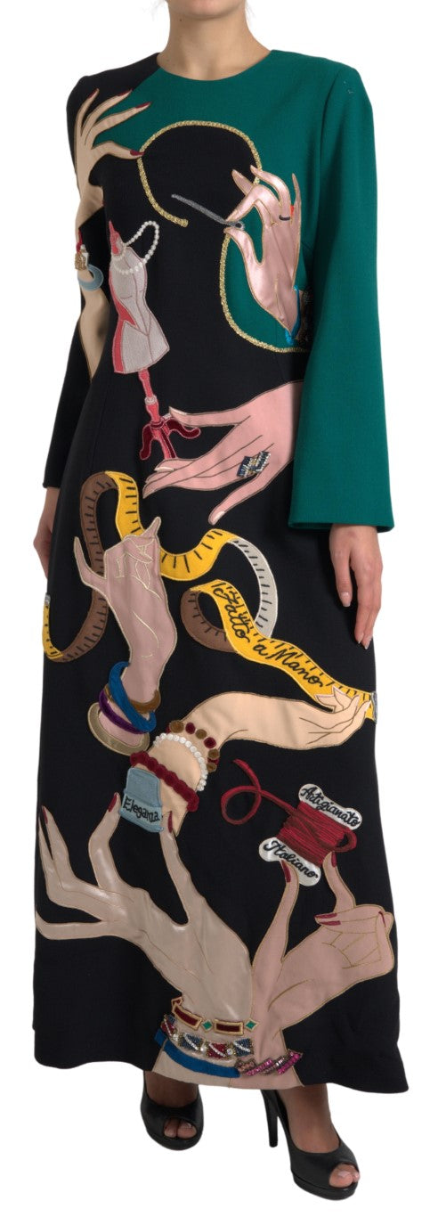 Dolce & Gabbana Multicolor Long Sleeves A-line Maxi Dress Dolce & Gabbana